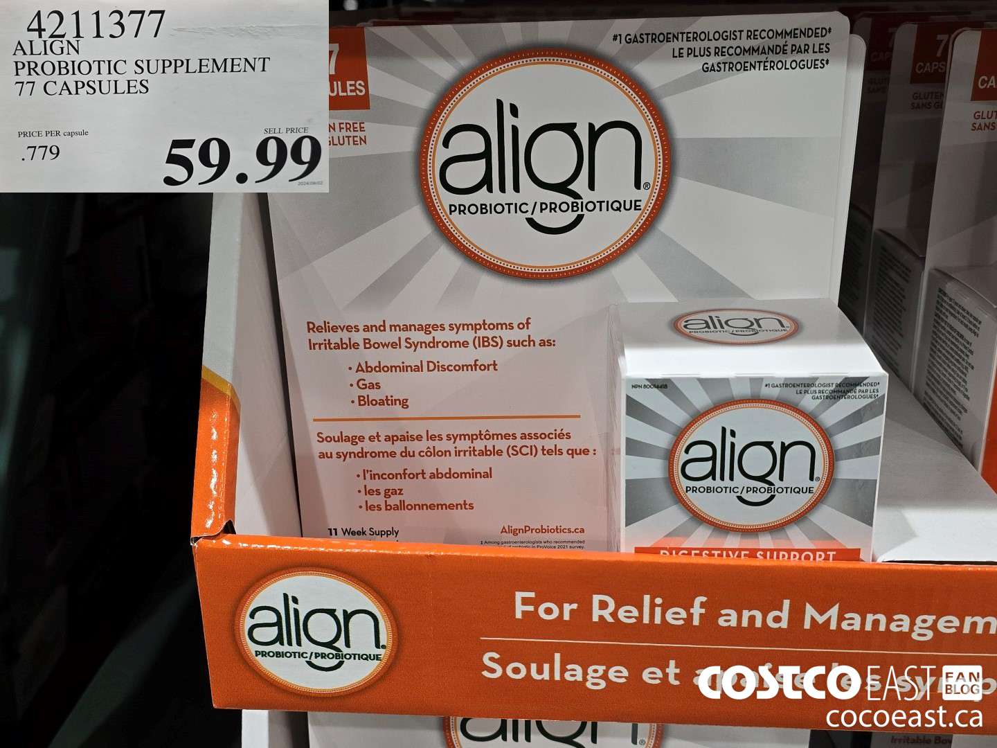 4211377 ALIGN PROBIOTIC SUPPLEMENT 77 CAPSULES $59.99