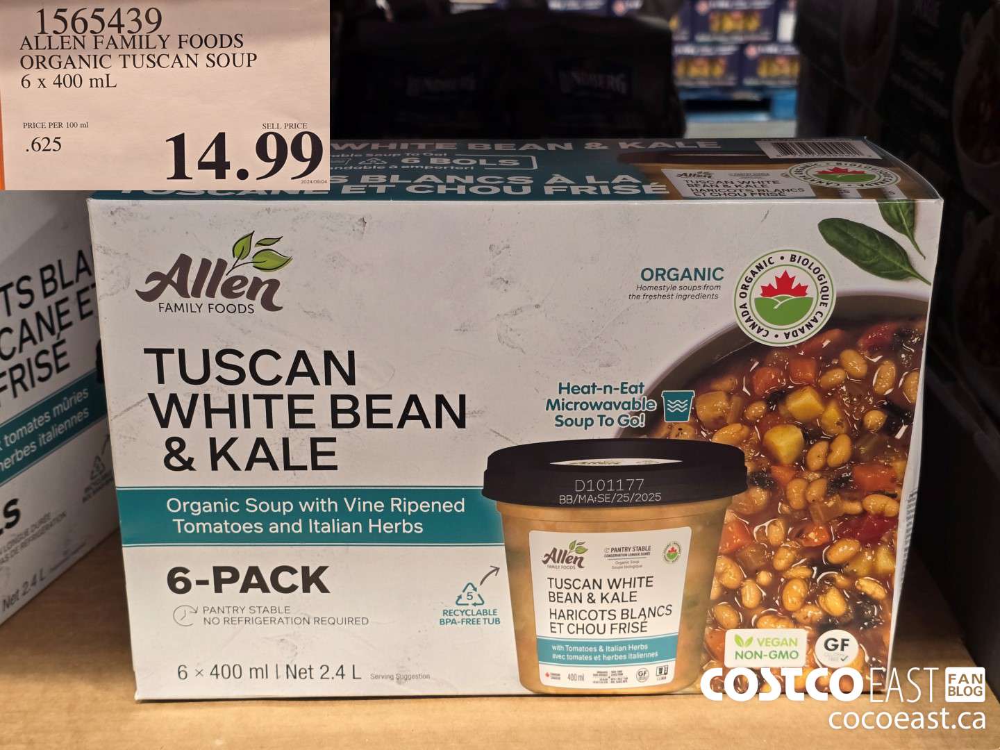 1565439 ALLEN FAMILY FOODS ORGANIC TUSCAN SOUP 6 x 400 mL $14.99