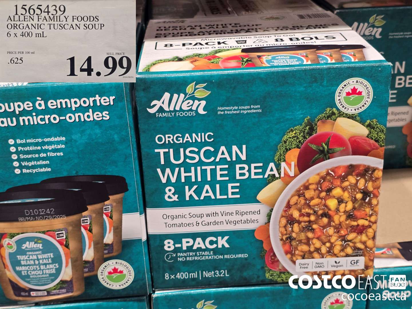 1565439 ALLEN FAMILY FOODS ORGANIC TUSCAN SOUP 6 x 400 mL $14.99