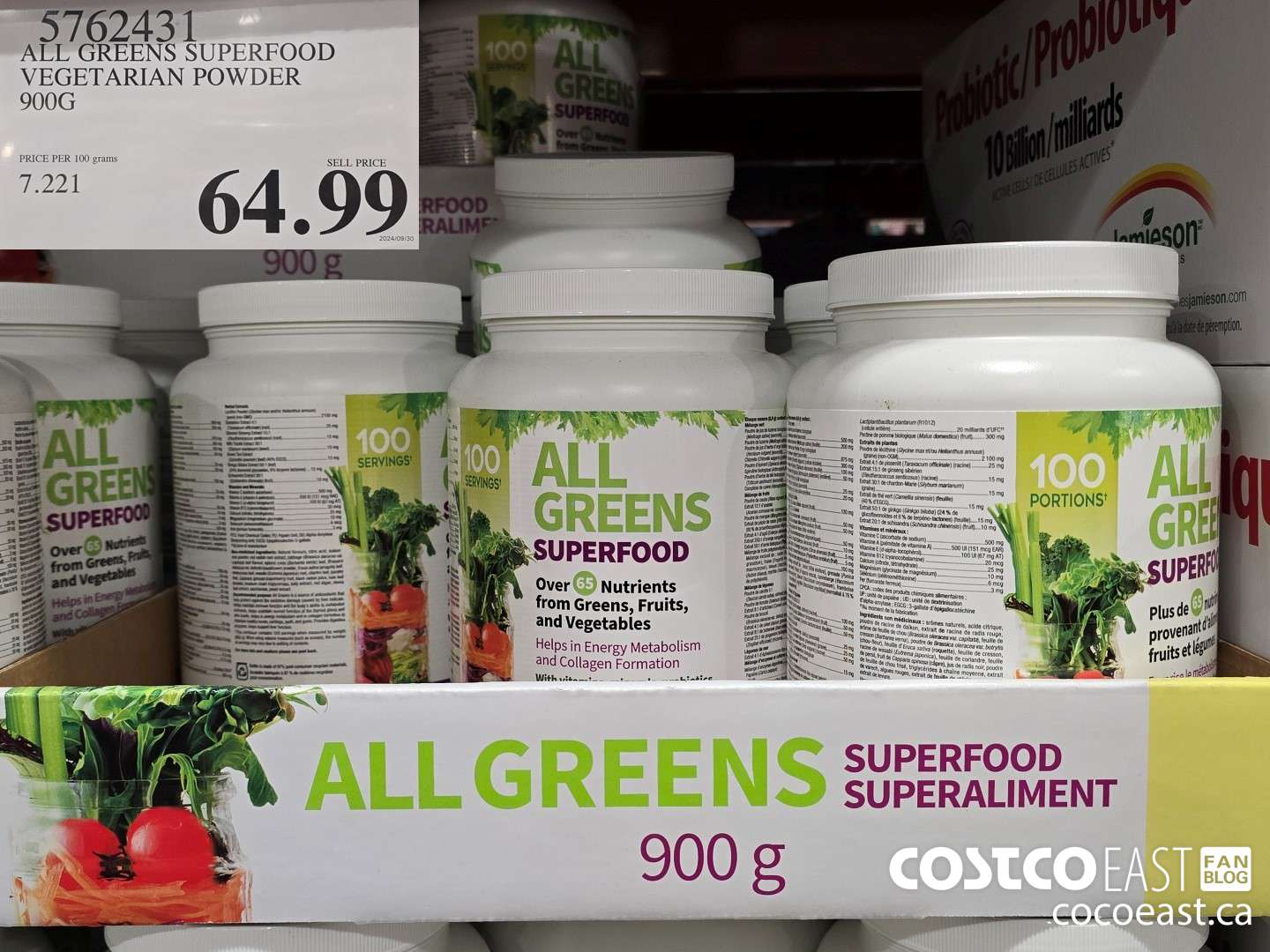 5762431 ALL GREENS VEGETARIAN POWDER 900G $64.99