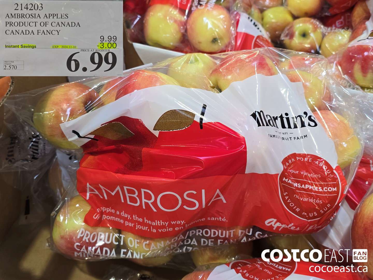 214203 AMBROSIA APPLES PRODUCT OF CANADA CANADA FANCY ($3.00 INSTANT SAVINGS EXPIRES ON 2024-11-10) $6.99