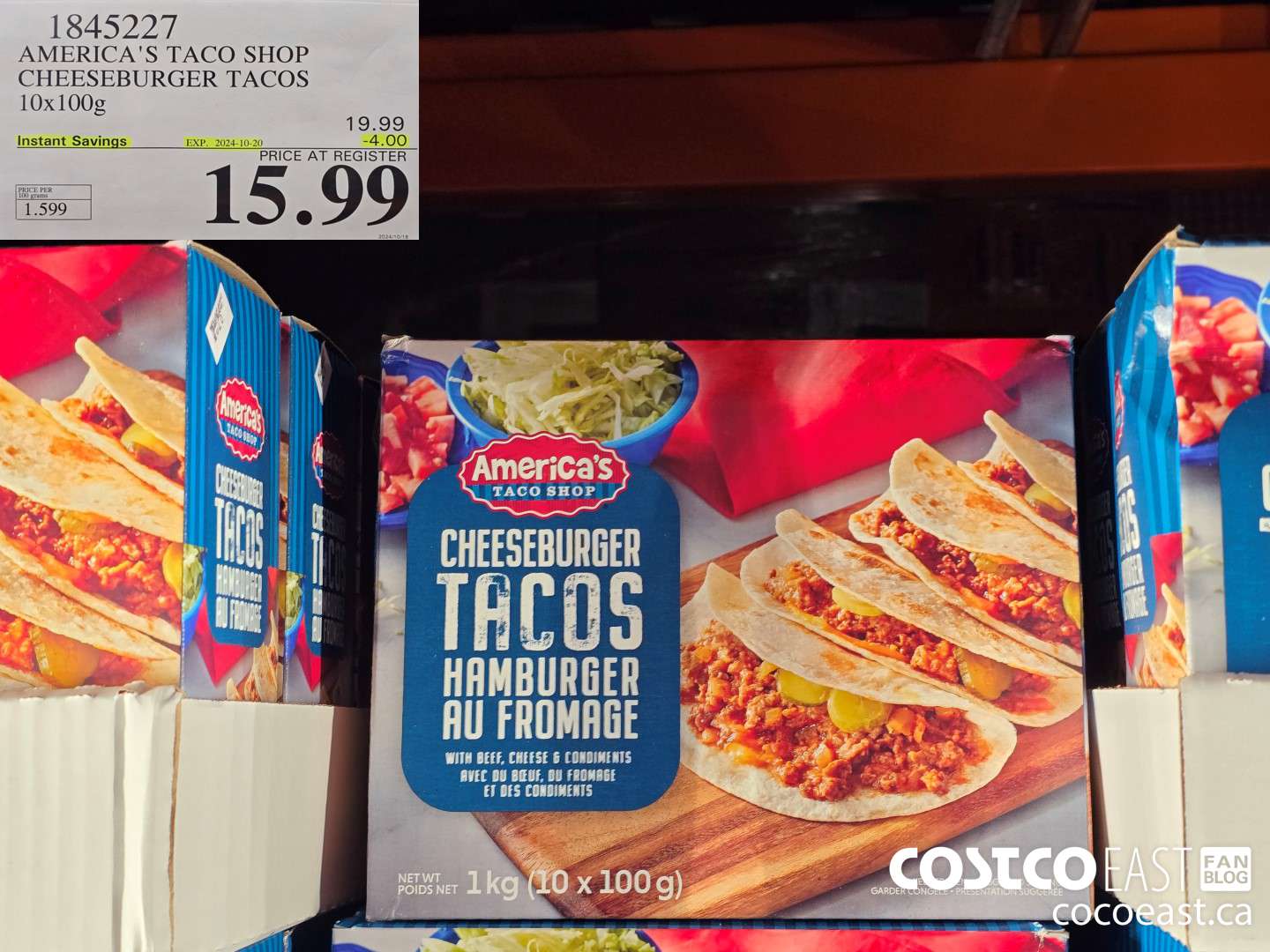 1845227 AMERICA'S TACO SHOP CHEESEBURGER TACOS 10x100G ($4.00 INSTANT SAVINGS EXPIRES ON 2024-10-20) $15.99