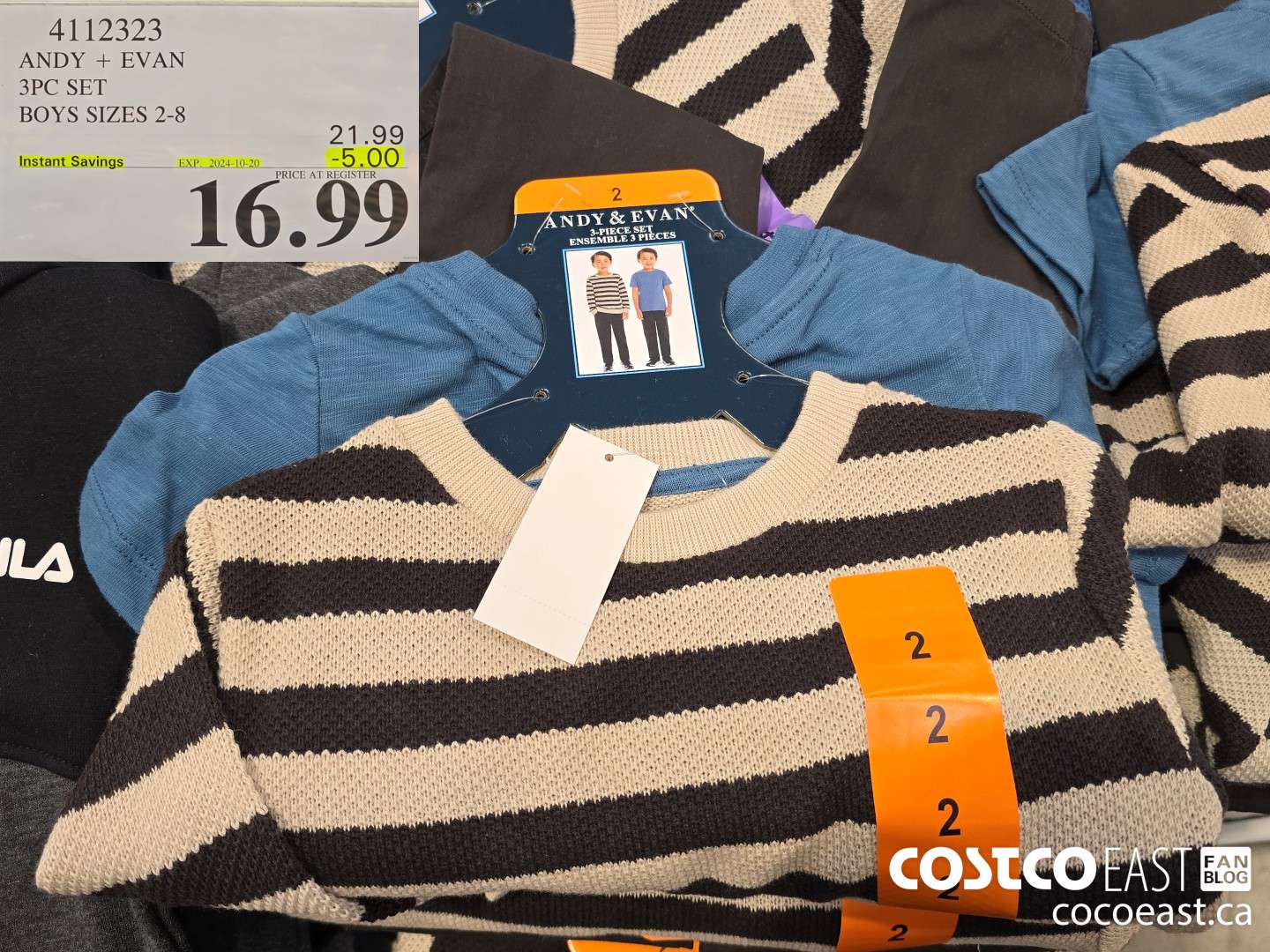 4112323 ANDY + EVAN 3PC SET BOYS SIZES 2-8 ($5.00 INSTANT SAVINGS EXPIRES ON 2024-10-20) $16.99