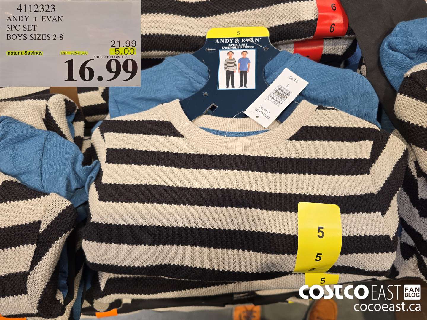 4112323 ANDY + EVAN 3PC SET BOYS SIZES 2-8 ($5.00 INSTANT SAVINGS EXPIRES ON 2024-10-20) $16.99