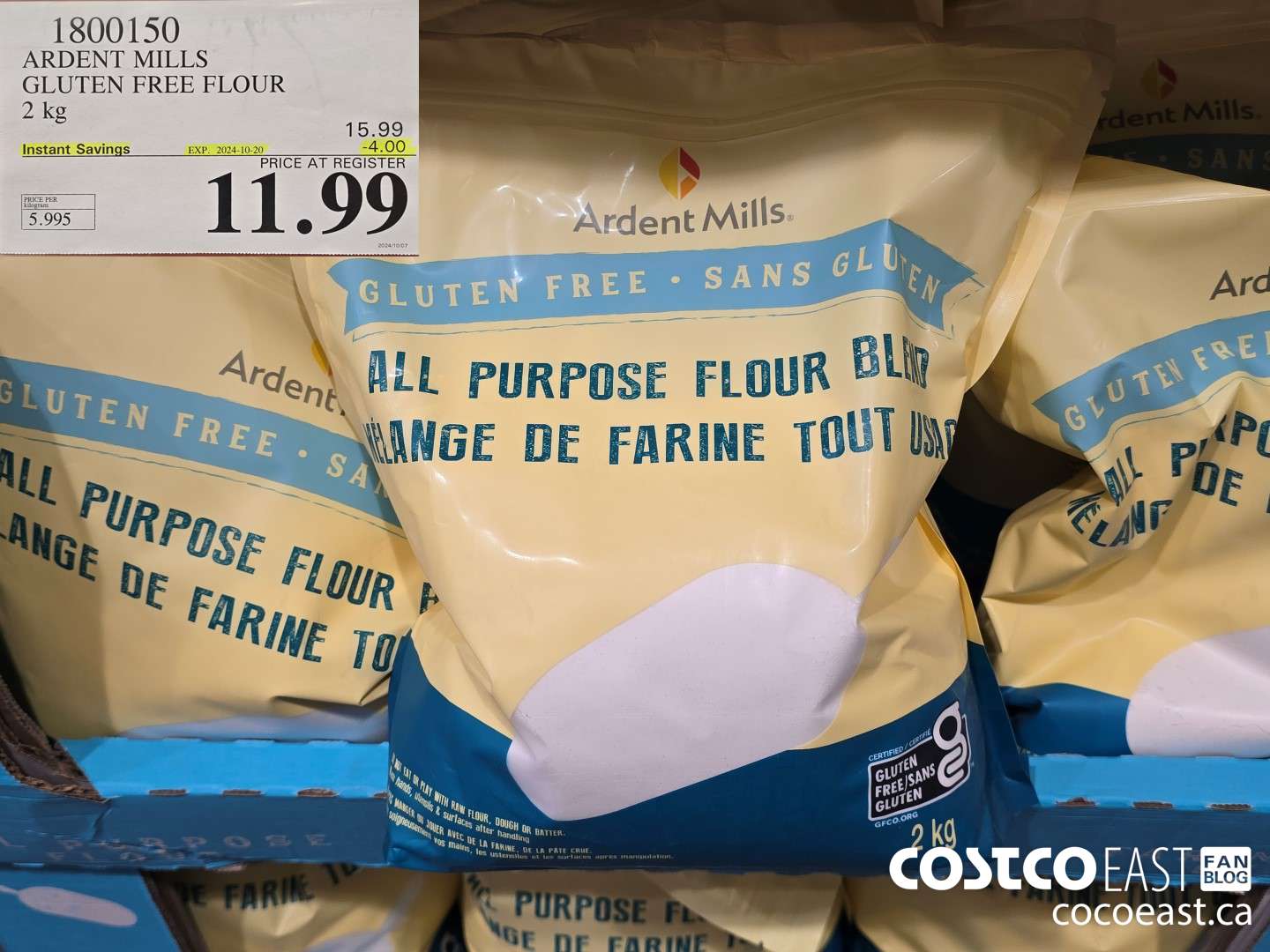 1800150 ARDENT MILLS GLUTEN FREE FLOUR 2 kg ($4.00 INSTANT SAVINGS EXPIRES ON 2024-10-20) $11.99