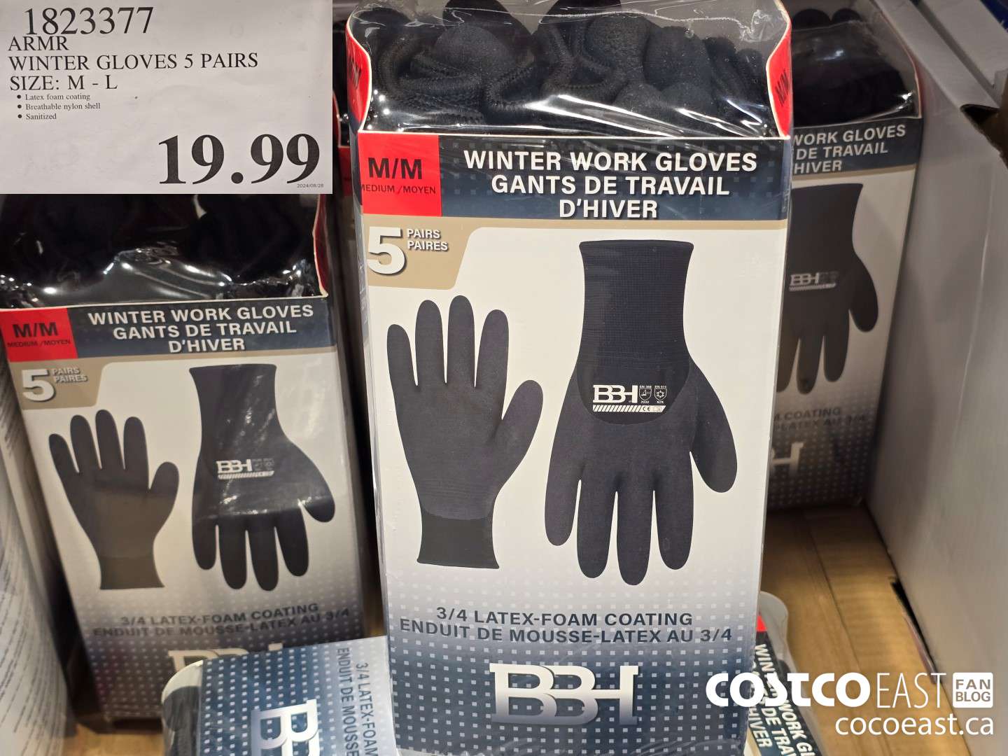 1823377 ARMR WINTER GLOVES 5 PAIRS SIZE: M-L $19.99