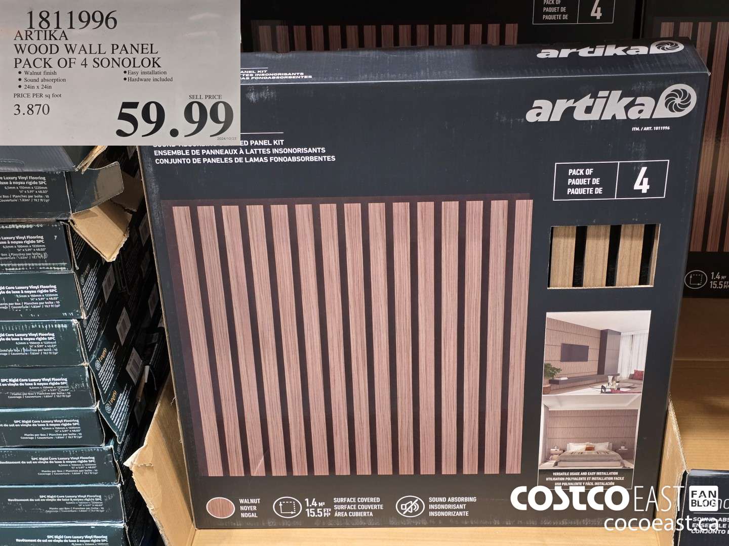 1811996 ARTIKA WOOD WALL PANEL PACK OF 4 SONOLOK $59.99