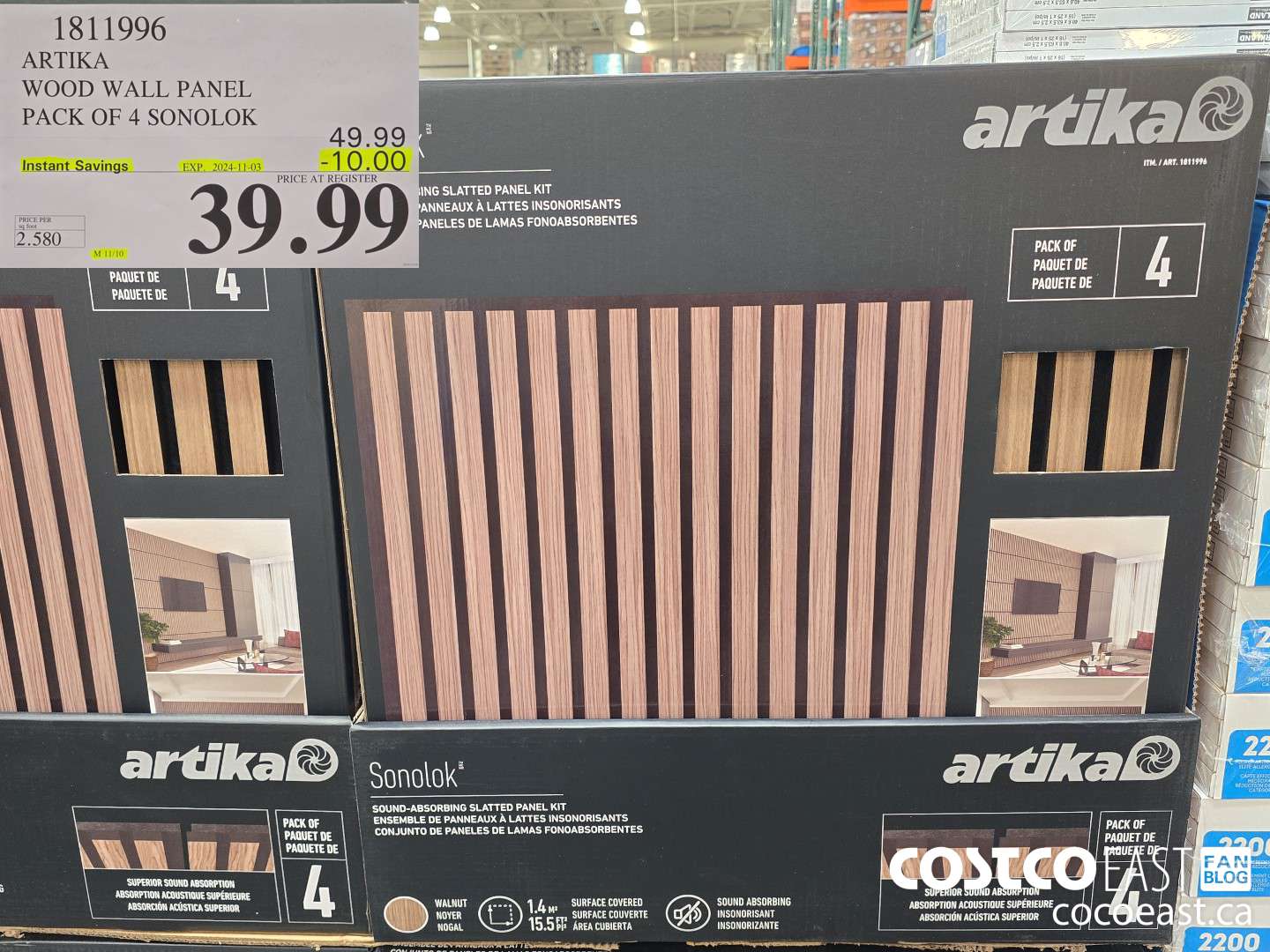 1811996 ARTIKA WOOD WALL PANEL PACK OF 4 SONOLOK ($10.00 INSTANT SAVINGS EXPIRES ON 2024-11-03) $39.99