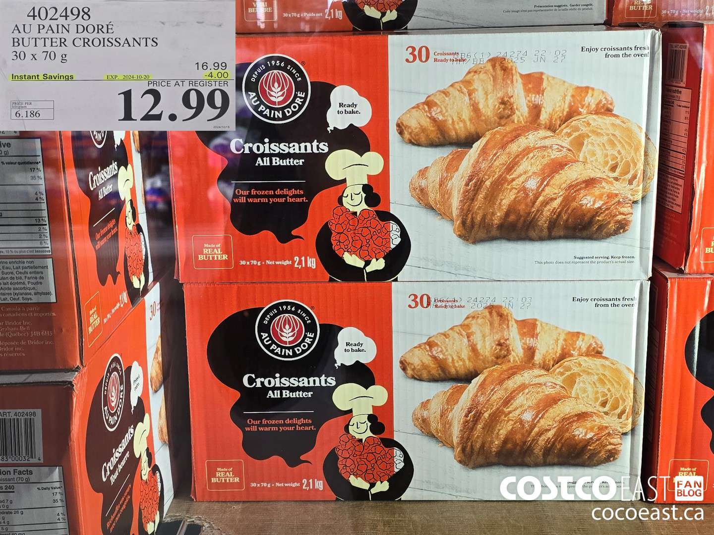 402498 AU PAIN DORE BUTTER CROISSANTS 30 X 70 G ($4.00 INSTANT SAVINGS EXPIRES ON 2024-10-20) $12.99