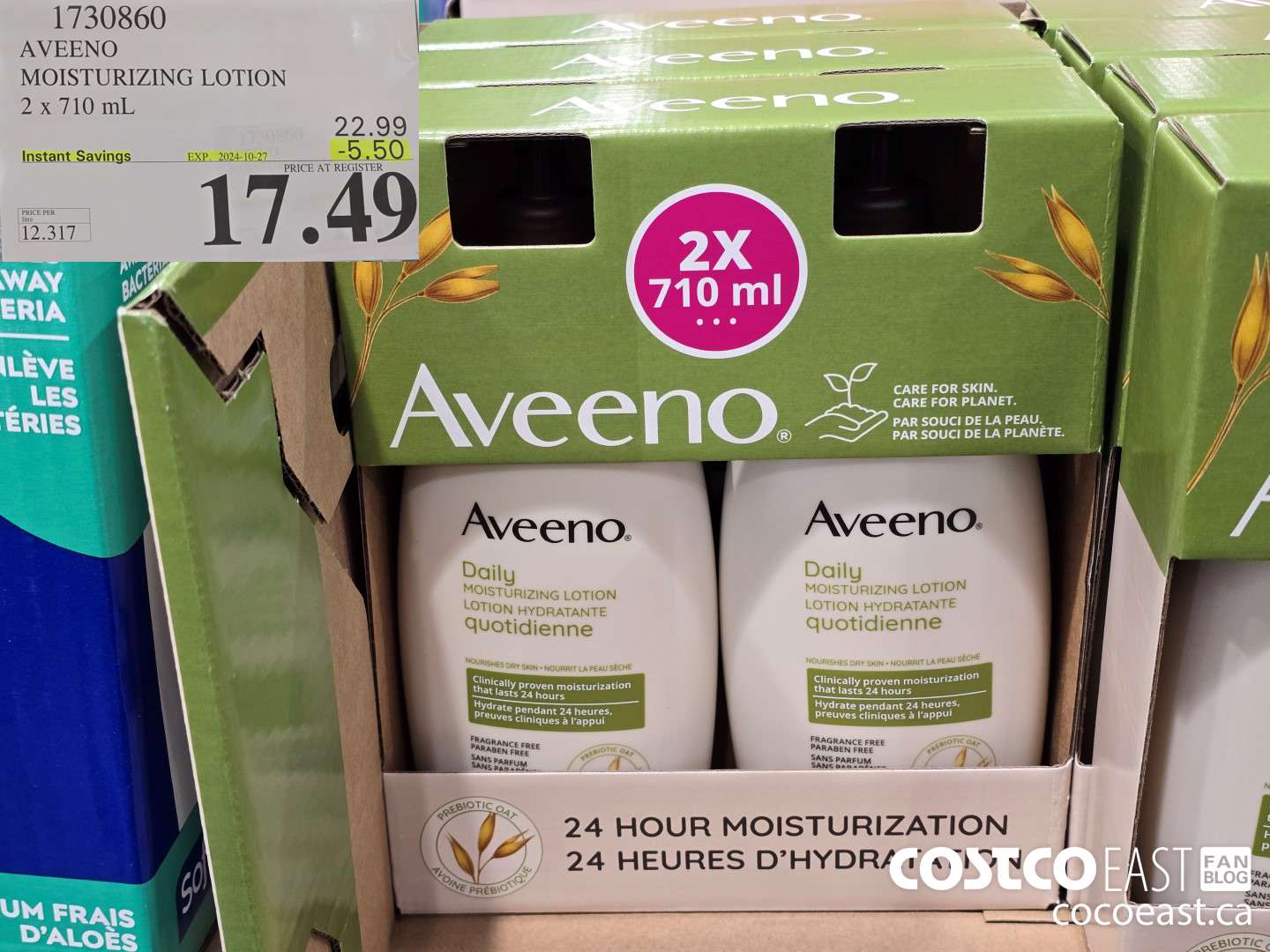 1730860 AVEENO MOISTURIZING LOTION 2 X 710 ML ($5.50 INSTANT SAVINGS EXPIRES ON 2024-10-27) $17.49