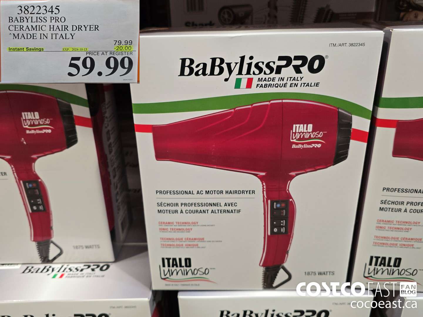 3822345 BABYLISS PRO CERAMIC HAIR DRYER MADE IN ITALY ($20.00 INSTANT SAVINGS EXPIRES ON 2024-10-13) $59.99