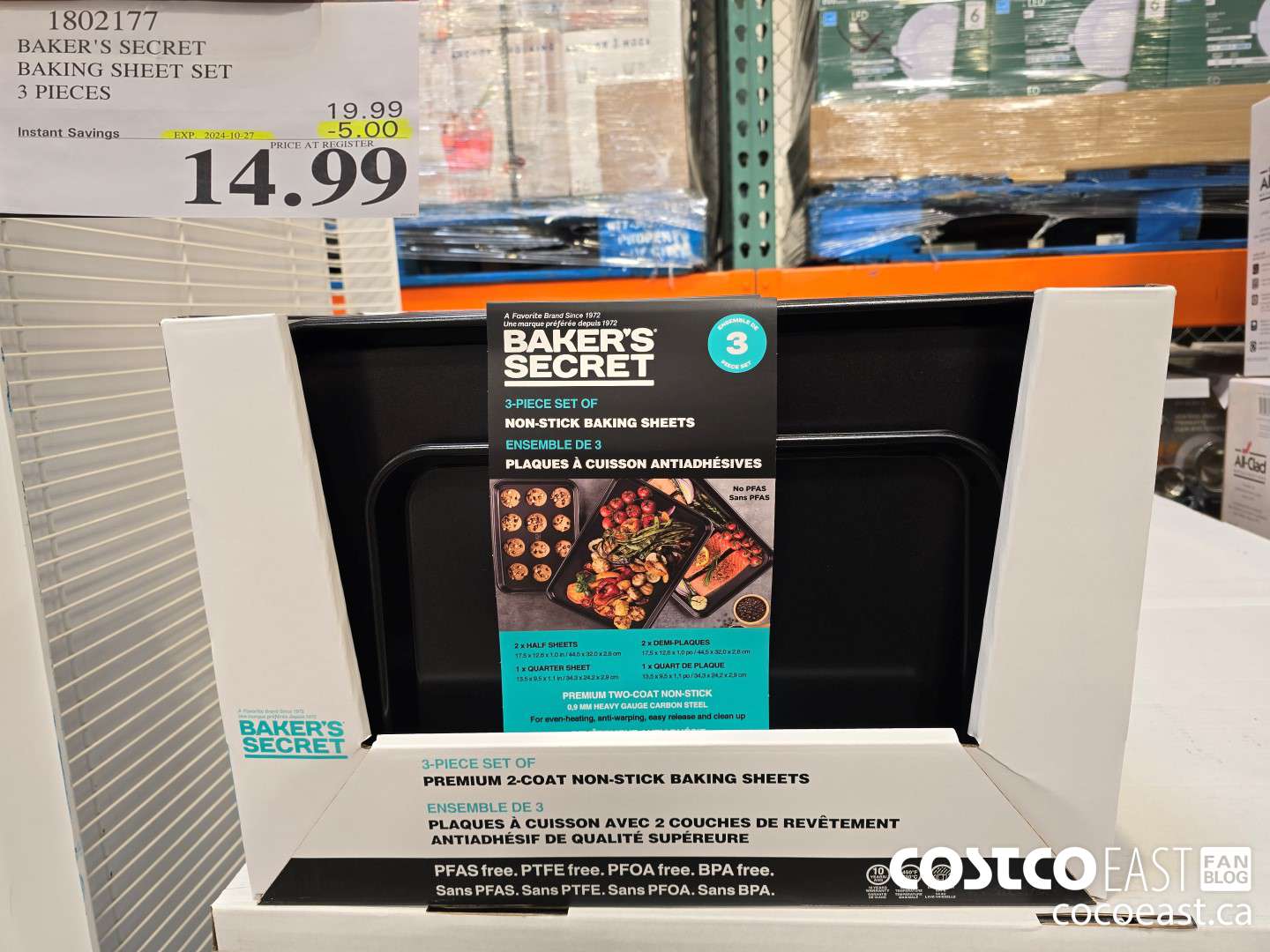 1802177 BAKER'S SECRET BAKING SHEET SET 3 PIECES ($5.00 INSTANT SAVINGS EXPIRES ON 2024-10-27) $14.99