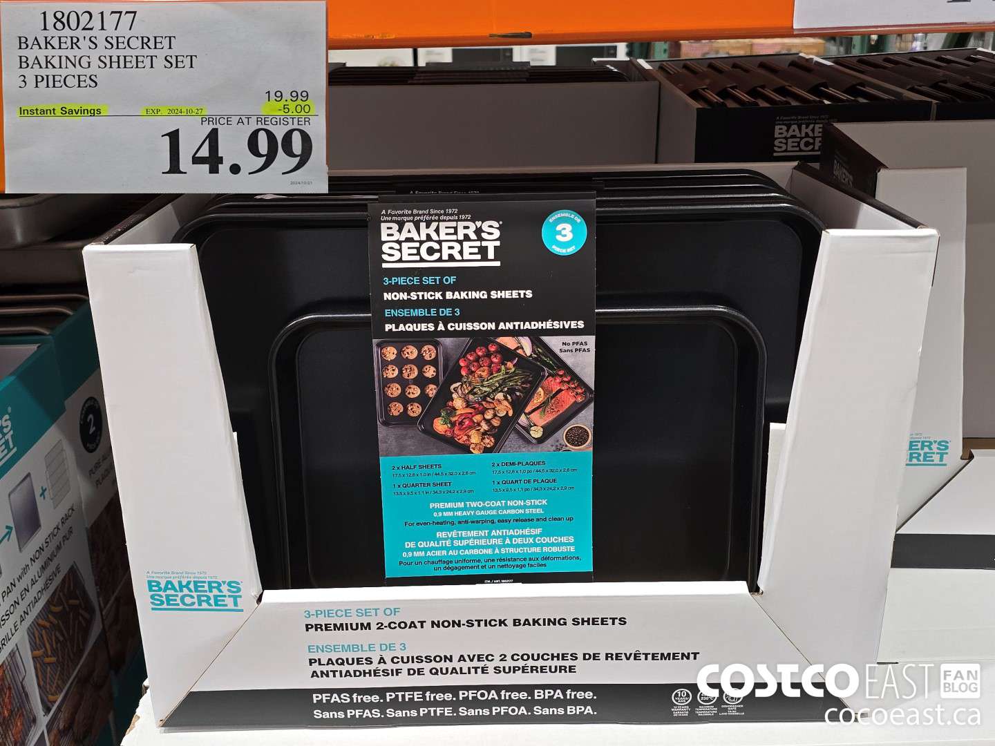 1802177 BAKER'S SECRET BAKING SHEET SET 3 PIECES ($5.00 INSTANT SAVINGS EXPIRES ON 2024-10-27) $14.99