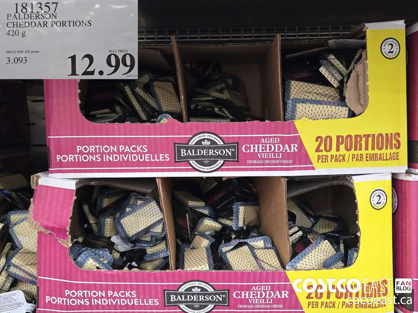 181357 BALDERSON CHEDDAR PORTIONS 420 G $12.99