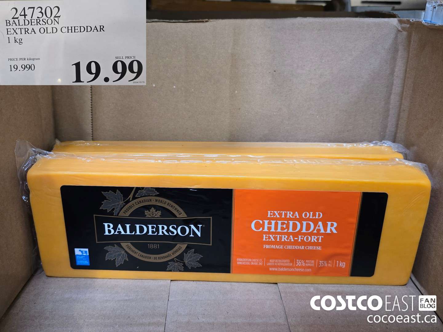 247302 BALDERSON EXTRA OLD CHEDDAR 1 KG $19.99