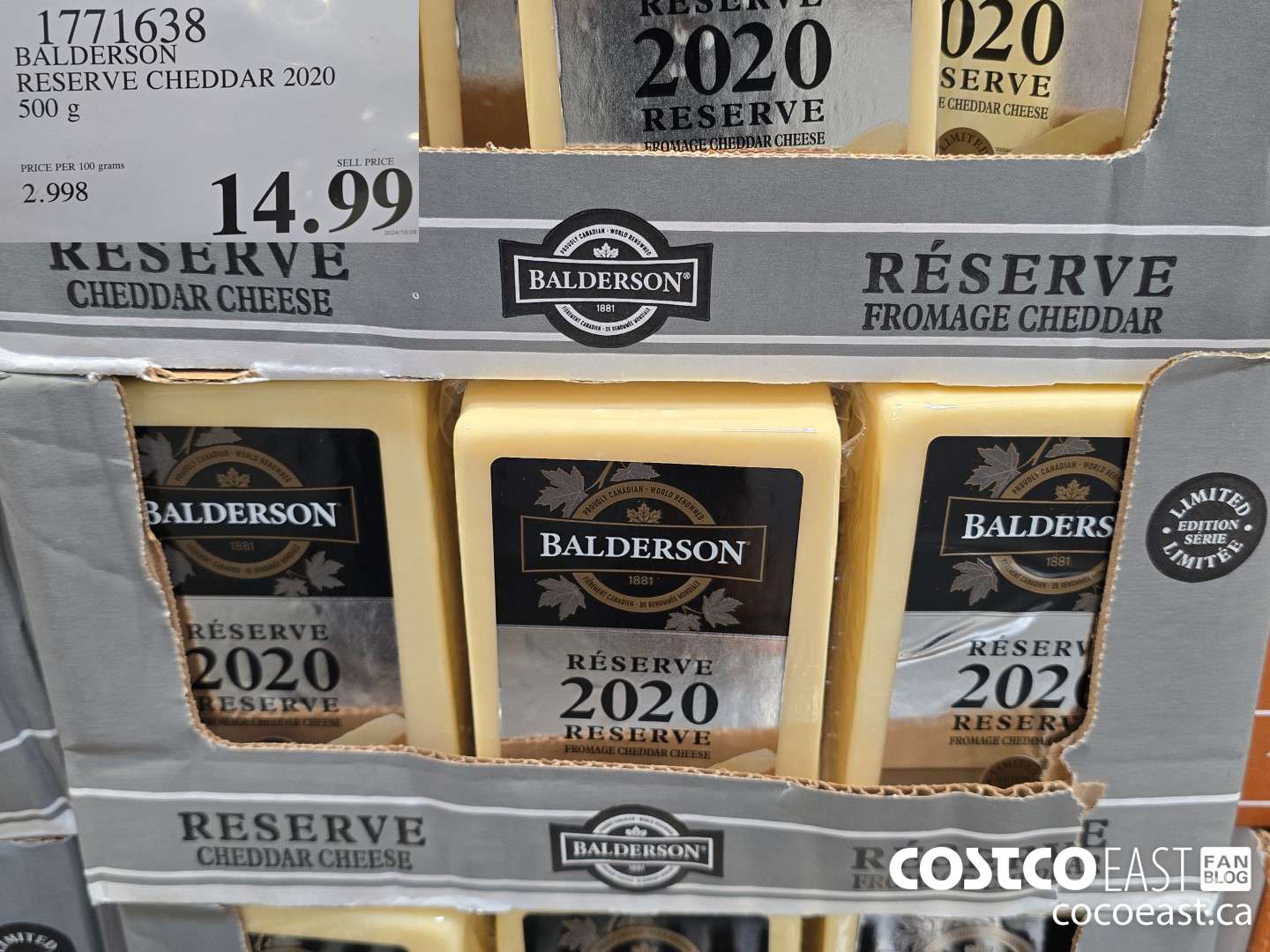 1771638 BALDERSON RESERVE CHEDDAR 2020 500 G $14.99