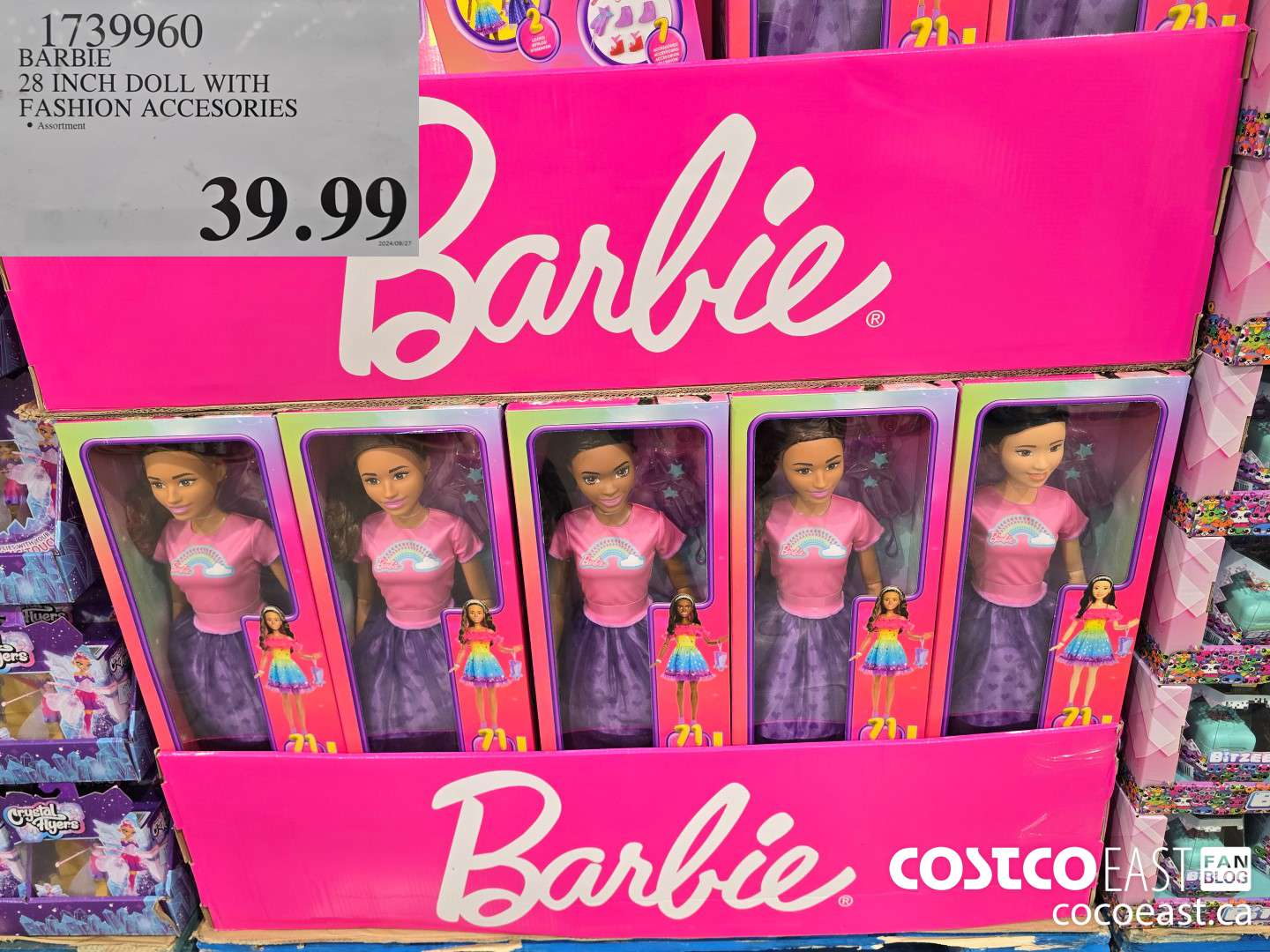 1739960 BARBIE 28 INCH DOLL WITH FASHION ACCESSORIES $39.99