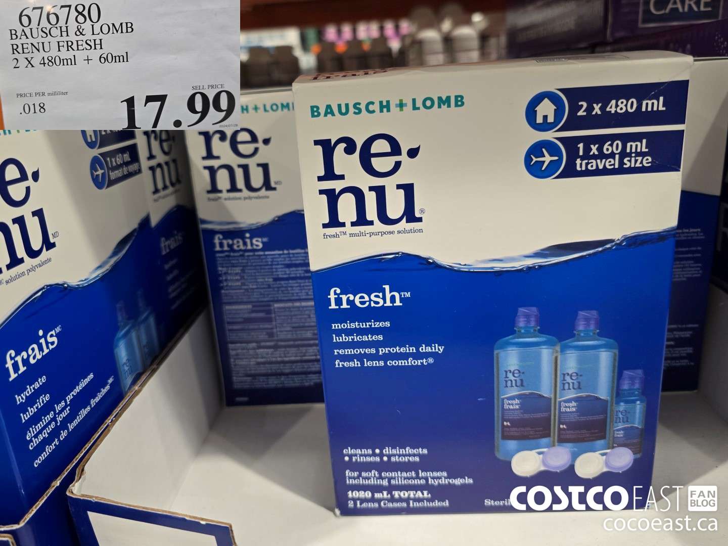 676780 BAUSCH & LOMB RENU FRESH 2 X 480 ML + 60ML $17.99