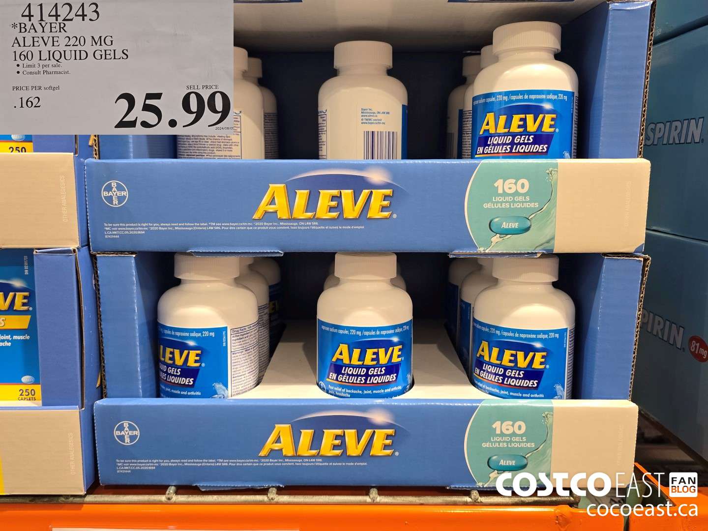 414243 BAYER ALEVE 220 MG 160 LIQUID GELS $25.99
