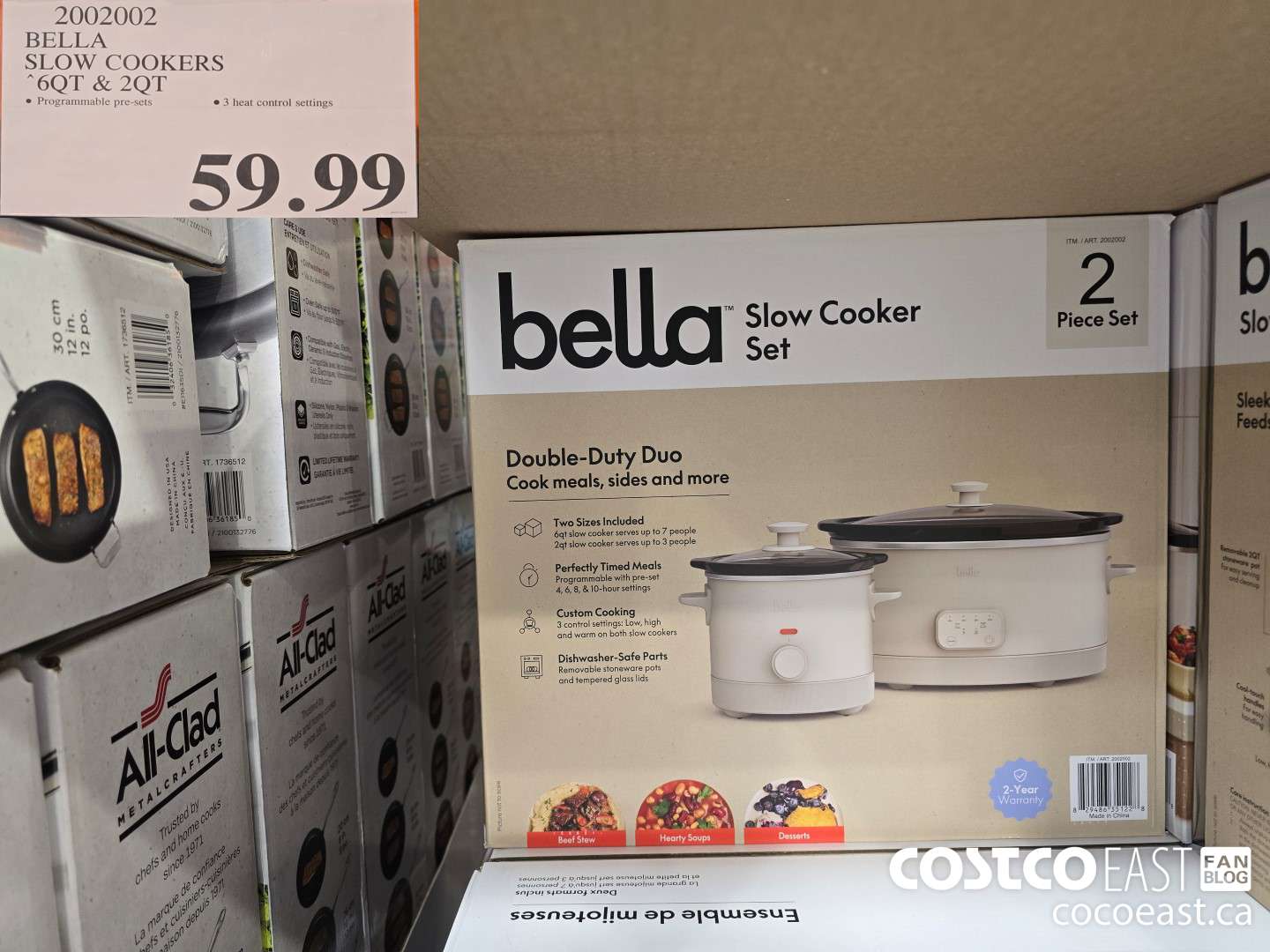 2002002 BELLA SLOW COOKERS 6 QT & 2 QT $59.99