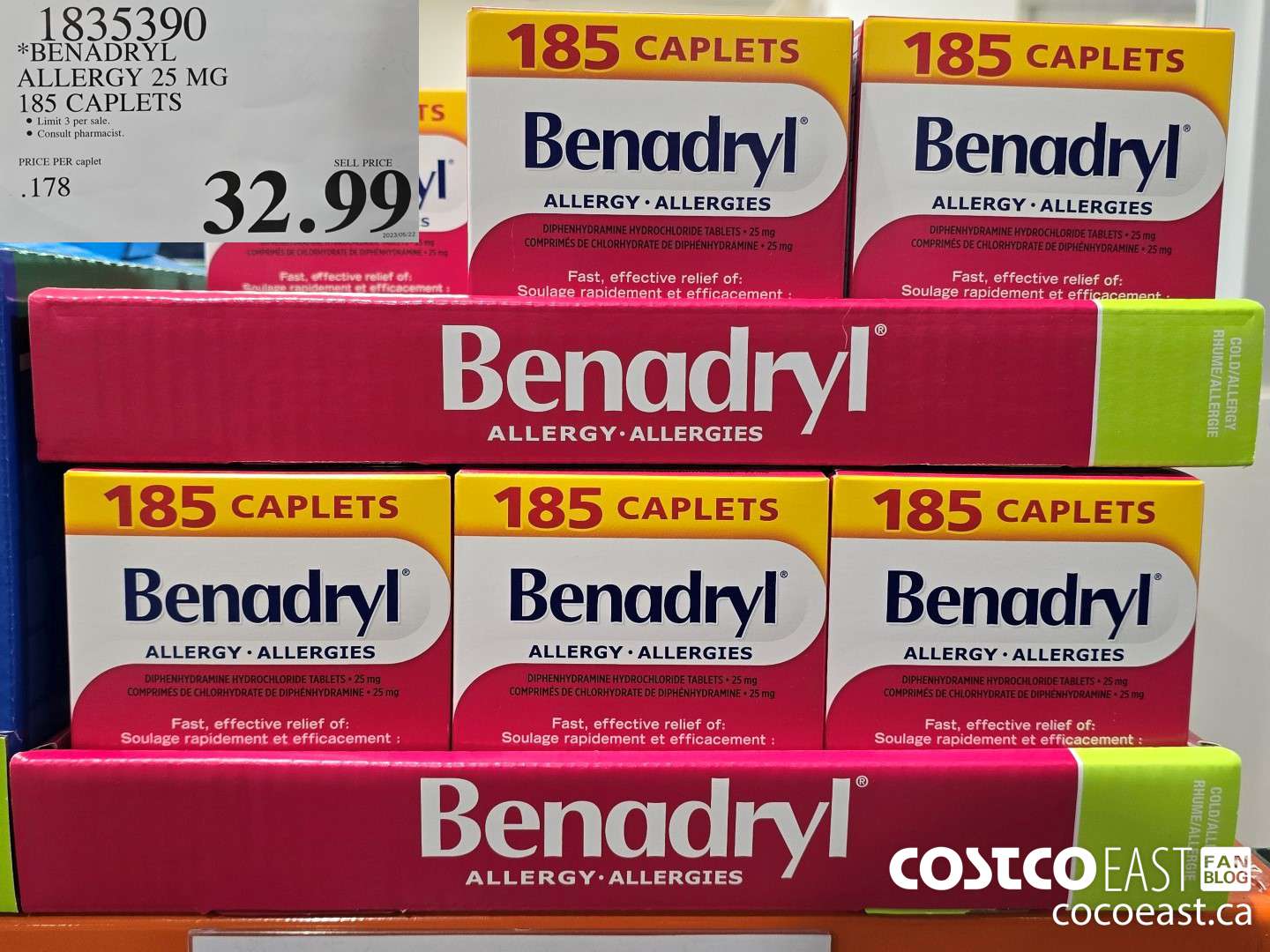 1835390 BENADRYL ALLERGY 25 MG 185 CAPLETS $32.99