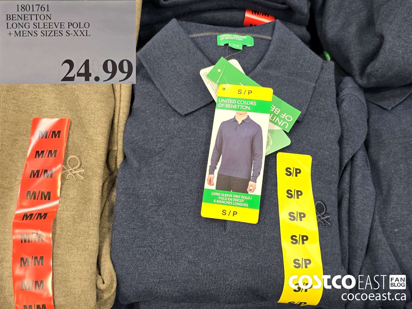 1801761 BENETTON LONG SLEEVE POLO +MENS SIZES S-XXL $24.99