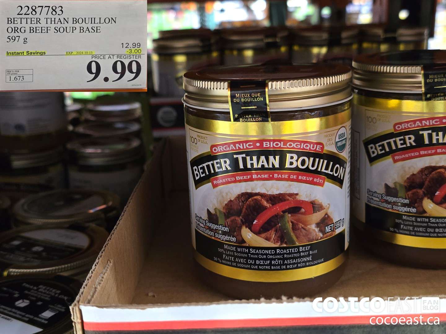 2287783 BETTER THAN BOUILLON ORG BEEF SOUP BASE 597 g ($3.00 INSTANT SAVINGS EXPIRES ON 2024-10-13) $9.99