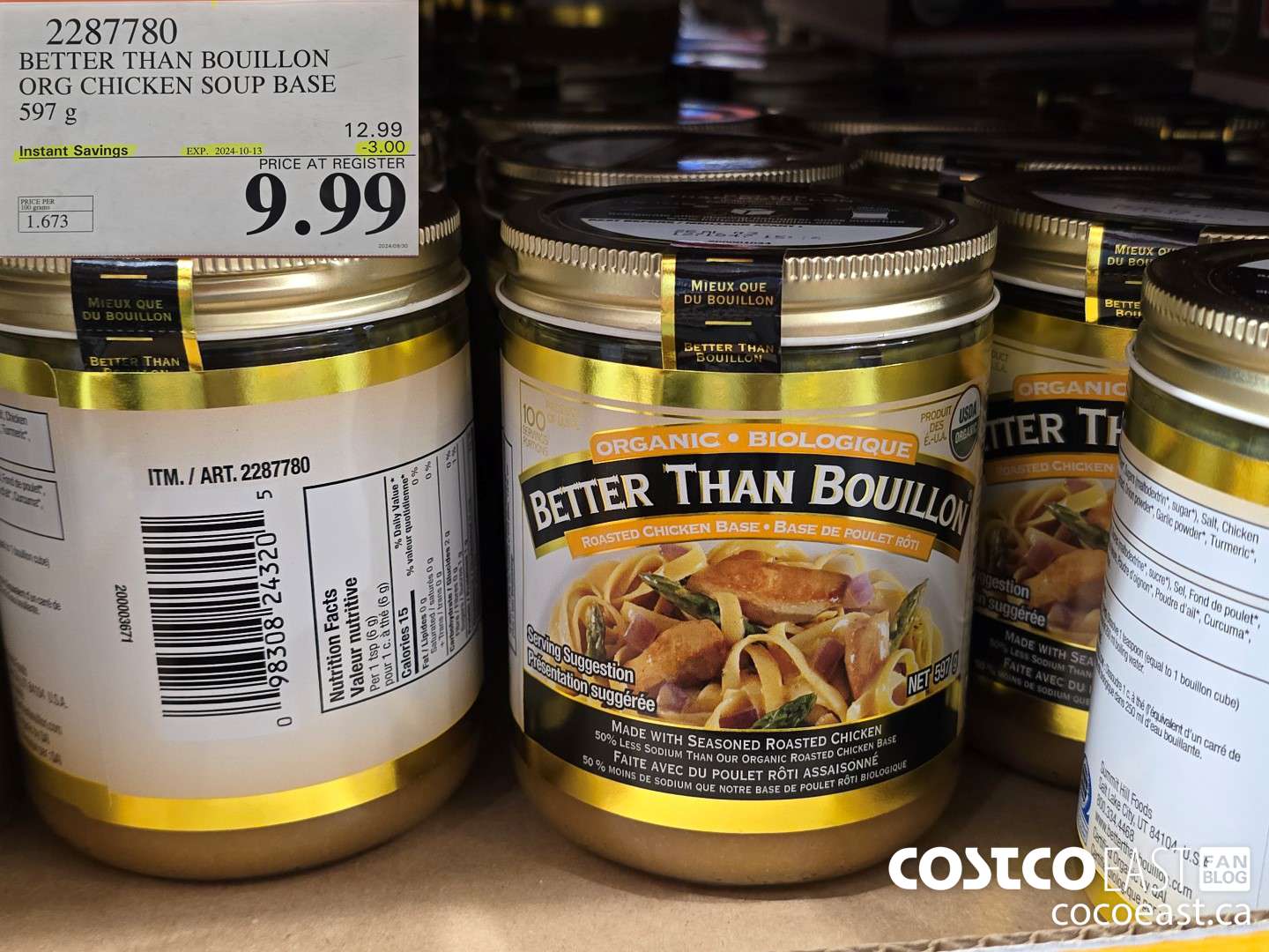 2287780 BETTER THAN BOUILLON ORG CHICKEN SOUP BASE 597G ($3.00 INSTANT SAVINGS EXPIRES ON 2024-10-13) $9.99