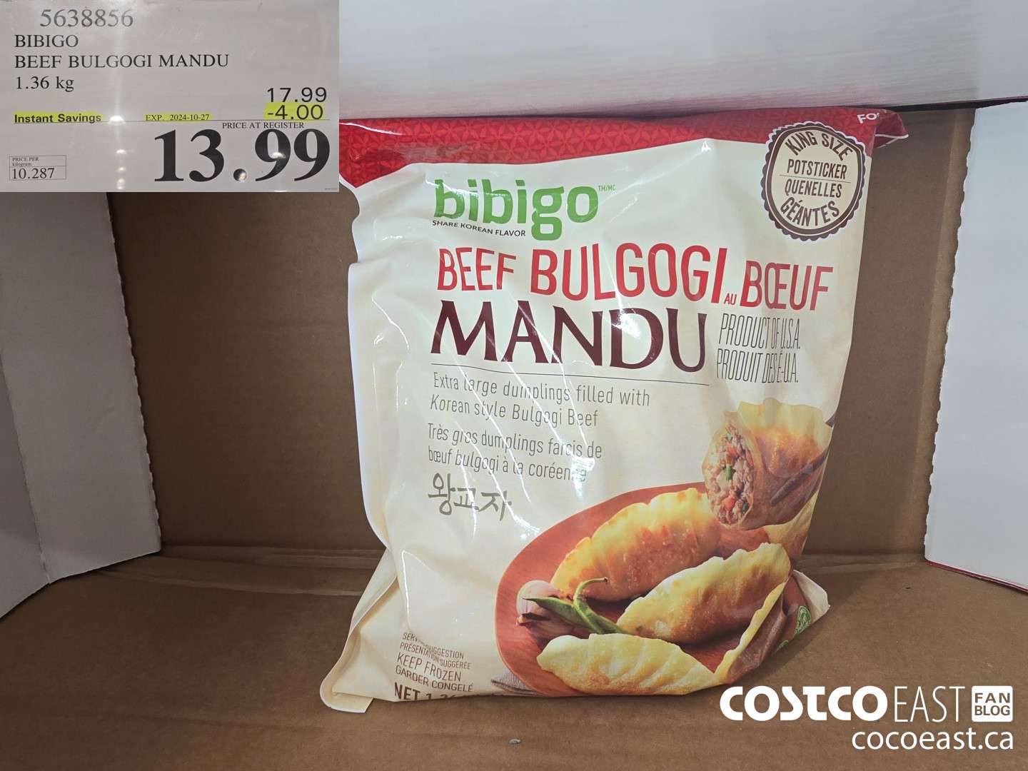 5638856 BIBIGO BEEF BULGOGI MANDU 1.36 kg ($4.00 INSTANT SAVINGS EXPIRES ON 2024-10-27) $13.99