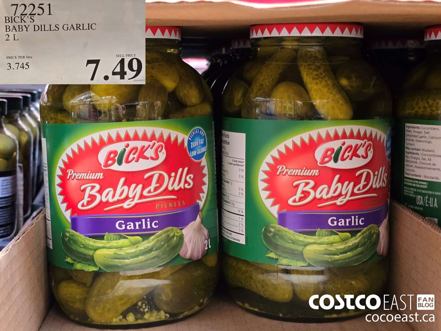 72251 BICK’S BABY DILLS GARLIC 2 L $7.49