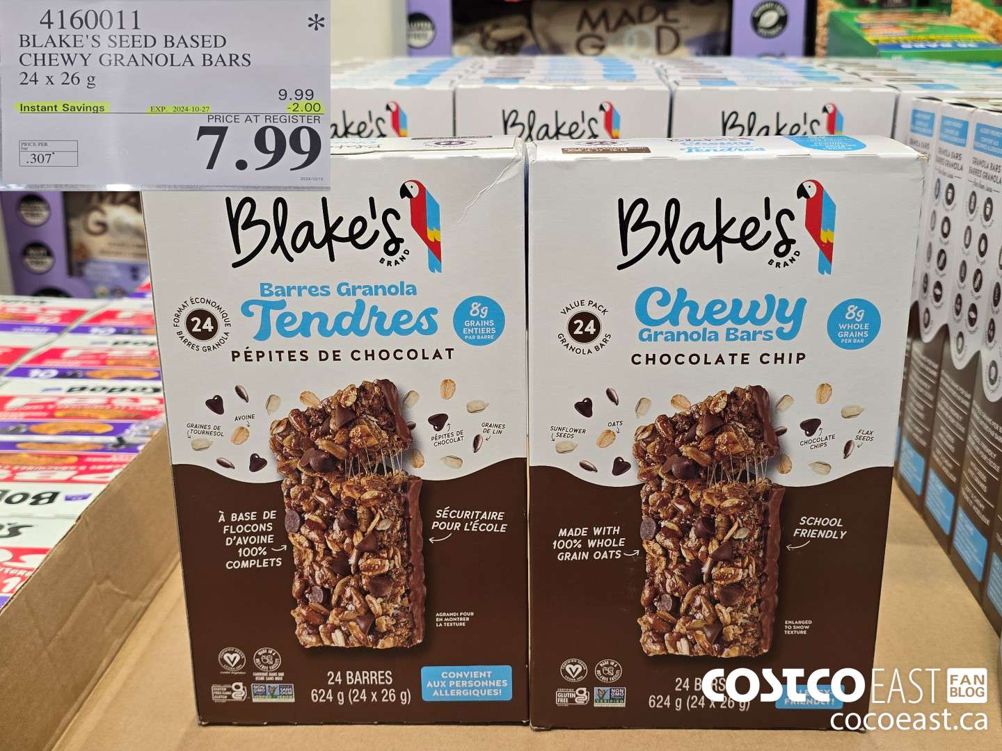 4160011 BLAKE'S SEED BASED CHEWY GRANOLA BARS 24 x 26 g ($2.00 INSTANT SAVINGS EXPIRES ON 2024-10-27) $7.99