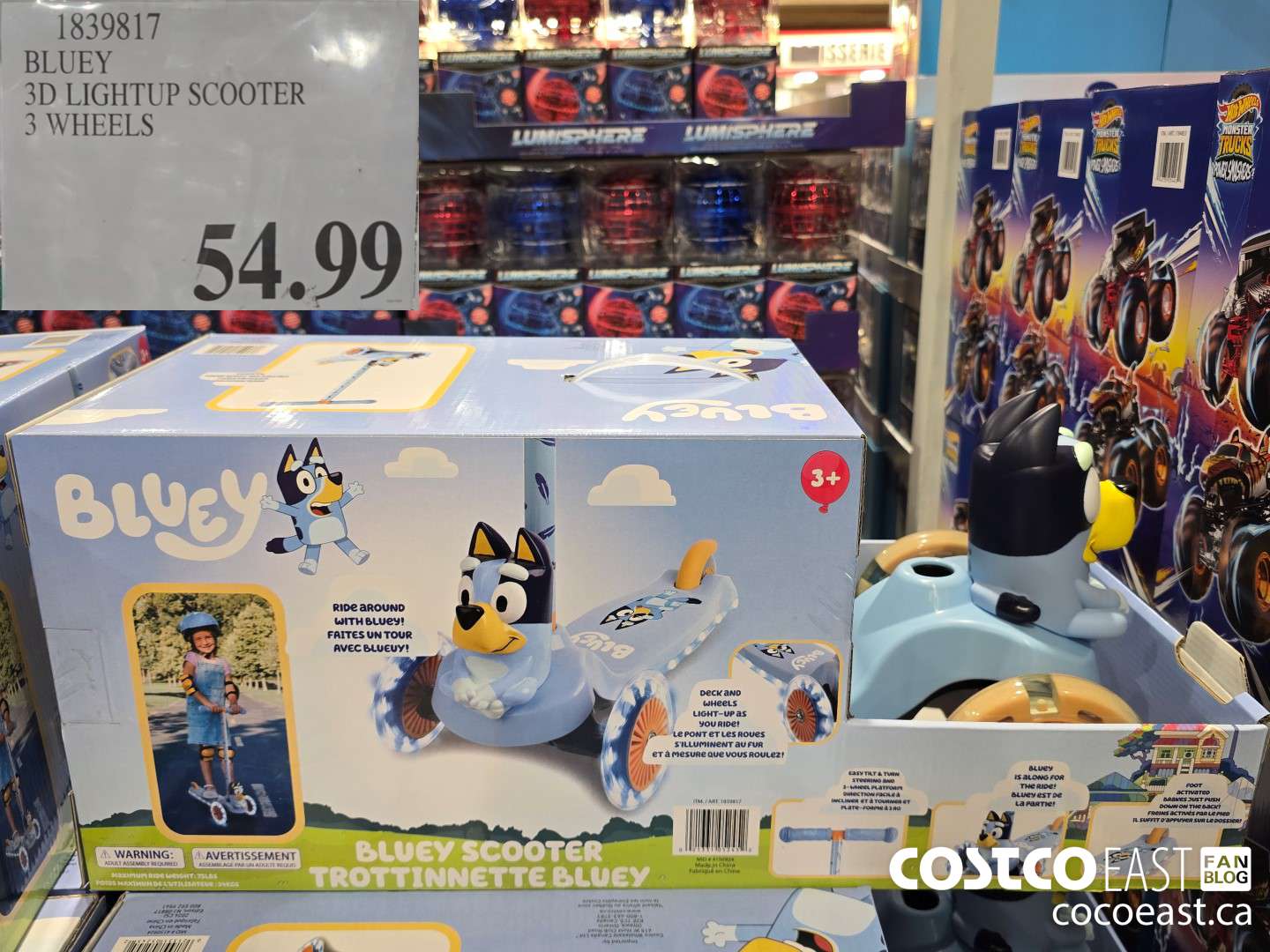 1839817 BLUEY 3D LIGHTUP SCOOTER 3 WHEELS $54.99