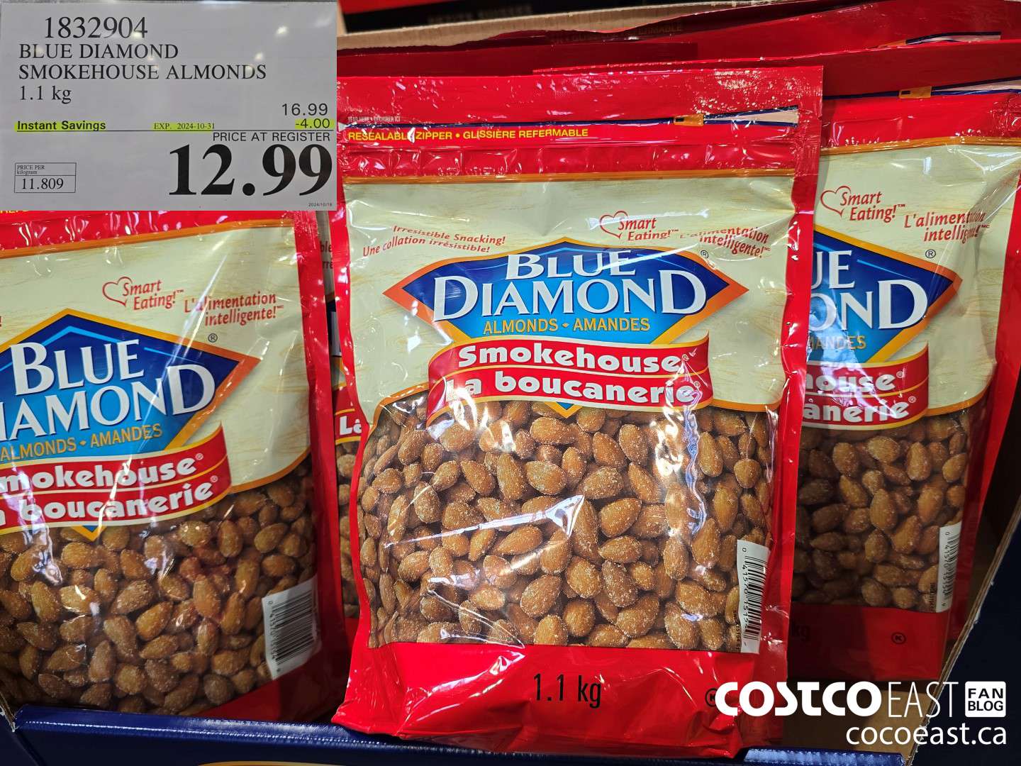 1832904 BLUE DIAMOND SMOKEHOUSE ALMONDS 1.1 KG ($4.00 INSTANT SAVINGS EXPIRES ON 2024-10-31) $12.99