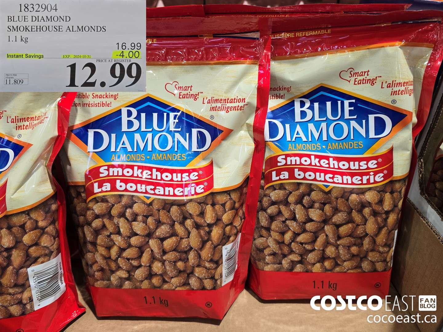 1832904 BLUE DIAMOND SMOKEHOUSE ALMONDS 1.1 KG ($4.00 INSTANT SAVINGS EXPIRES ON 2024-10-31) $12.99