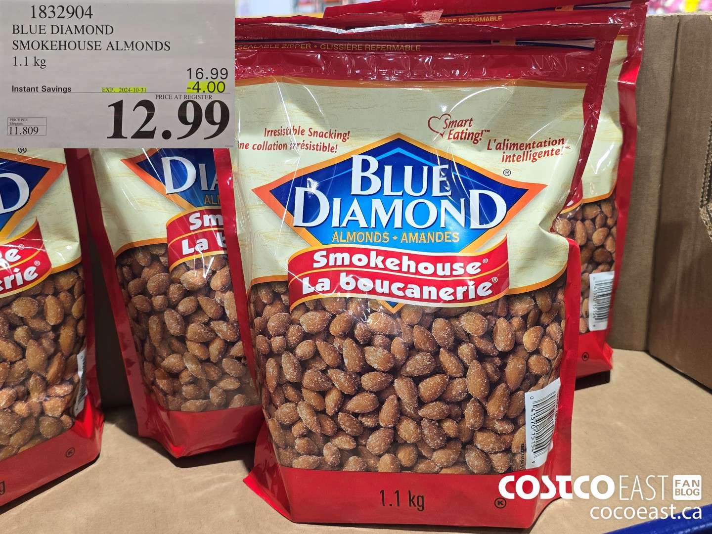 1832904 BLUE DIAMOND SMOKEHOUSE ALMONDS 1.1 KG ($4.00 INSTANT SAVINGS EXPIRES ON 2024-10-31) $12.99