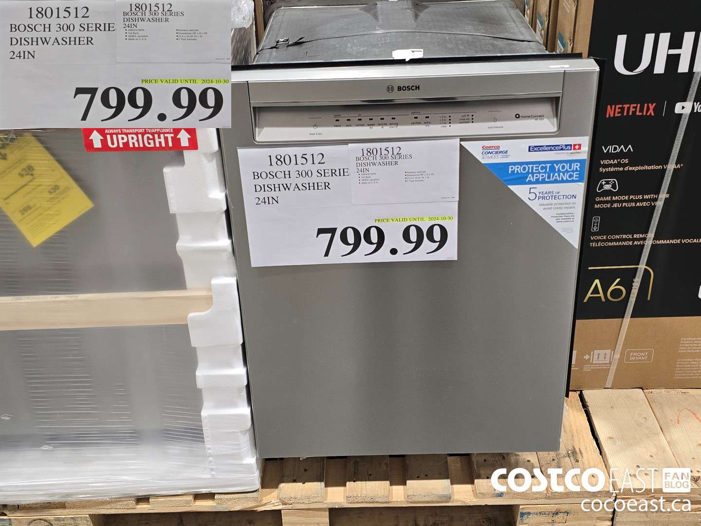 1801512 BOSCH 300 SERIES DISHWASHER 24IN $799.99