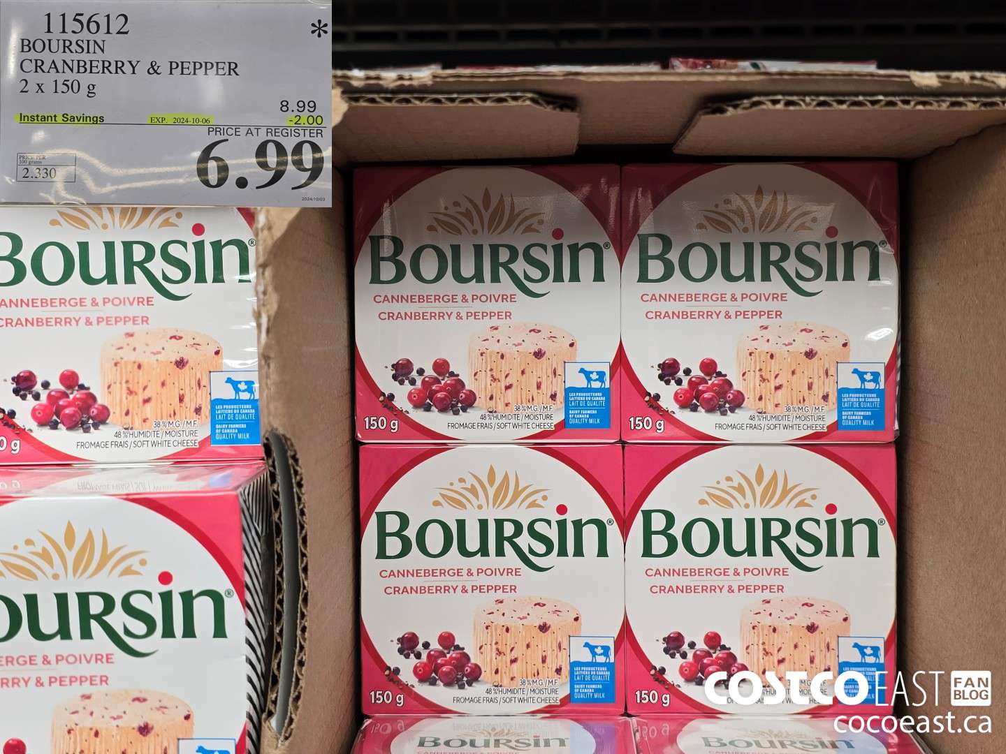 115612 BOURSIN CRANBERRY & PEPPER 2 x 150 G ($2.00 INSTANT SAVINGS EXPIRES ON 2024-10-06) $6.99