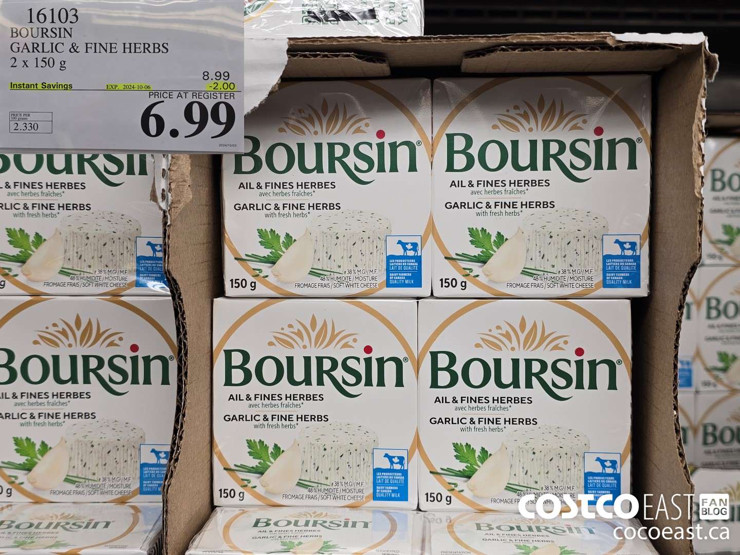 16103 BOURSIN GARLIC & FINE HERBS 2 X 150 G ($2.00 INSTANT SAVINGS EXPIRES ON 2024-10-06) $6.99