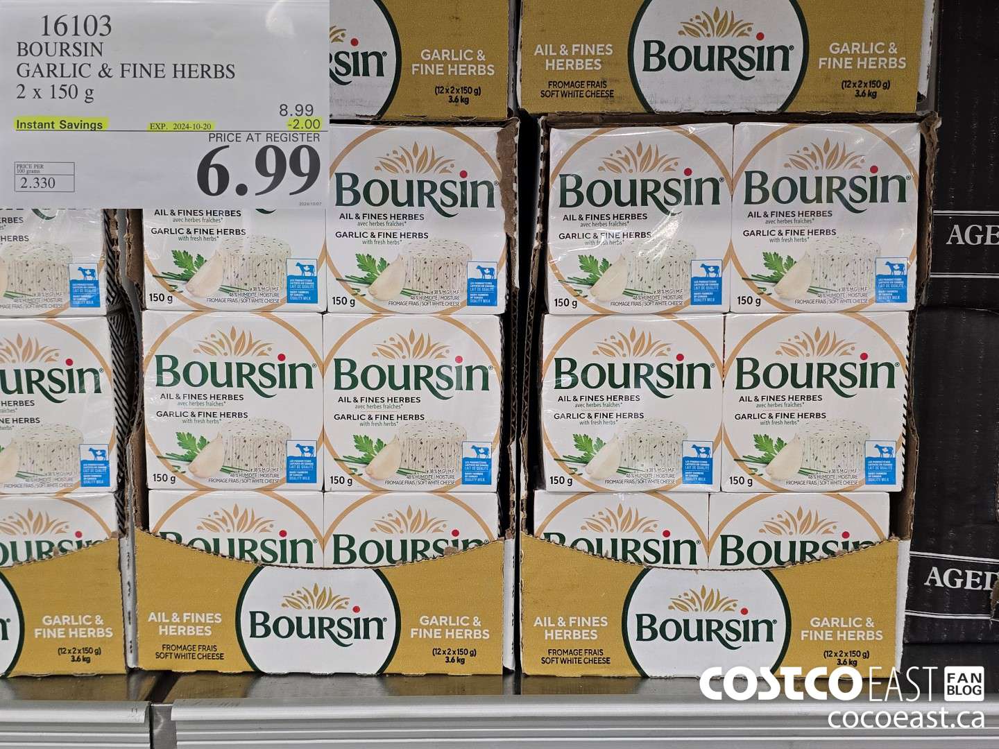 16103 BOURSIN GARLIC & FINE HERBS 2 X 150 G ($2.00 INSTANT SAVINGS EXPIRES ON 2024-10-20) $6.99