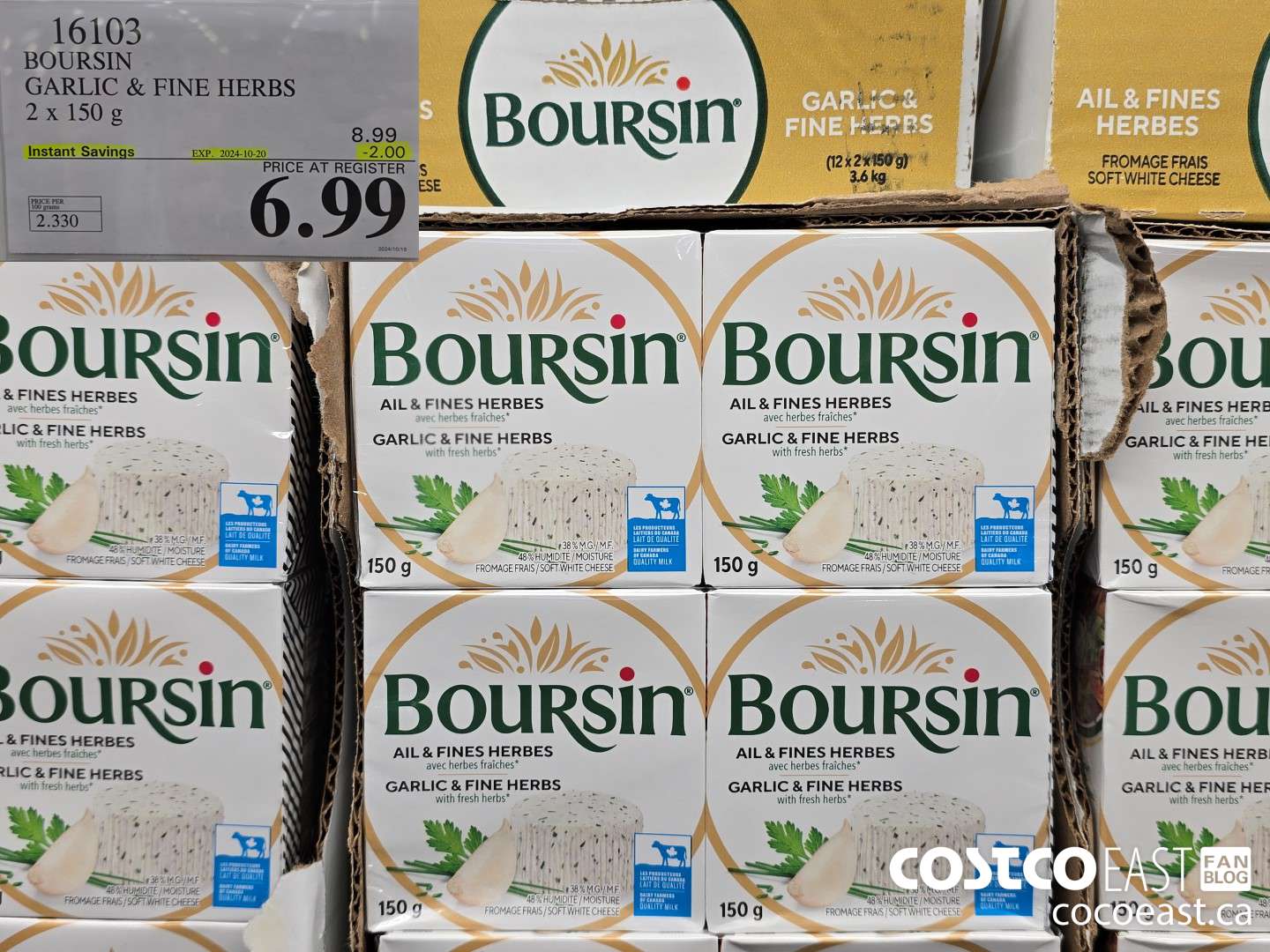 16103 BOURSIN GARLIC & FINE HERBS 2 X 150 G ($2.00 INSTANT SAVINGS EXPIRES ON 2024-10-20) $6.99