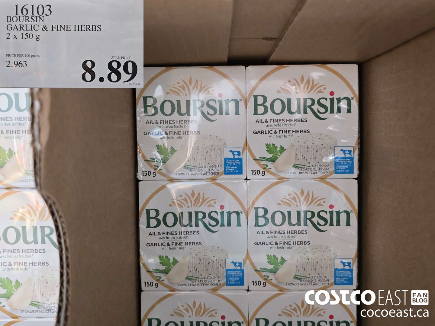 16103 BOURSIN GARLIC & FINE HERBS 2 X 150 G $8.89