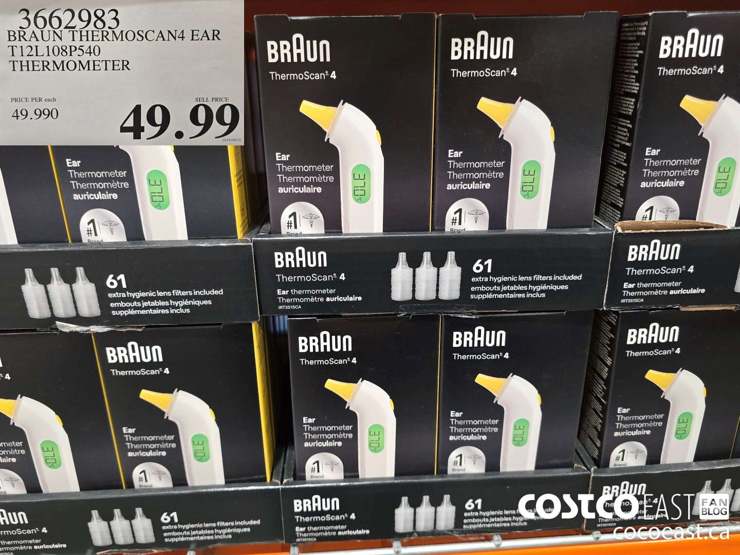 3665983 BRAUN THERMOSCAN4 EAR T12L108P540 THERMOMETER $49.99