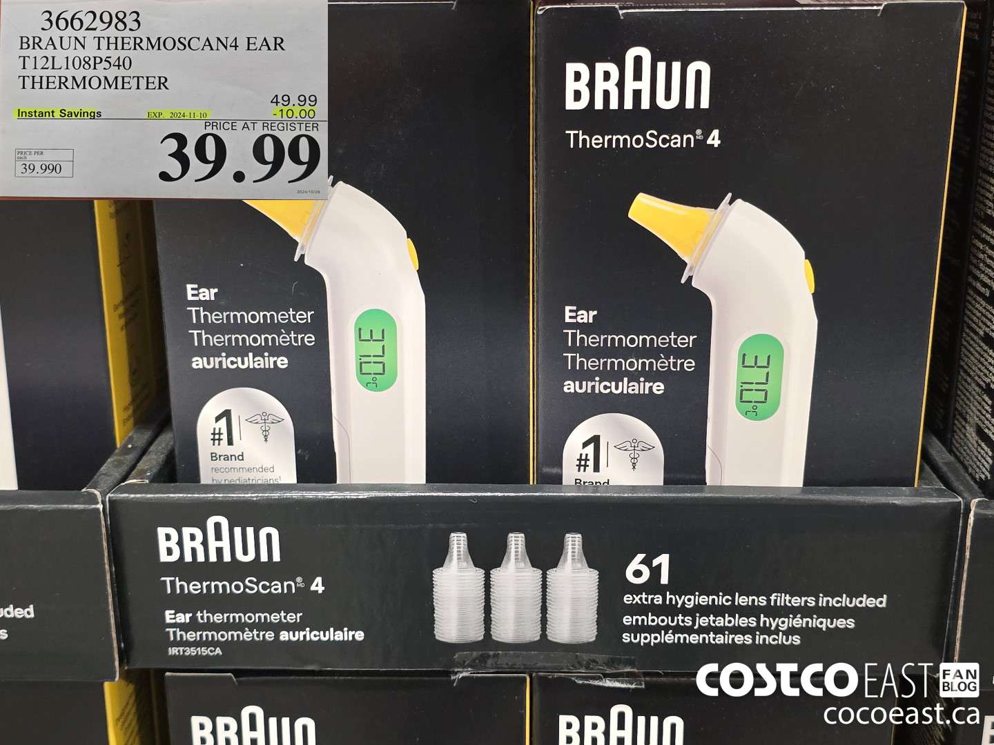 3662983 BRAUN THERMOSCAN4 EAR TI2L108P540 THERMOMETER ($10.00 INSTANT SAVINGS EXPIRES ON 2024-11-10) $39.99