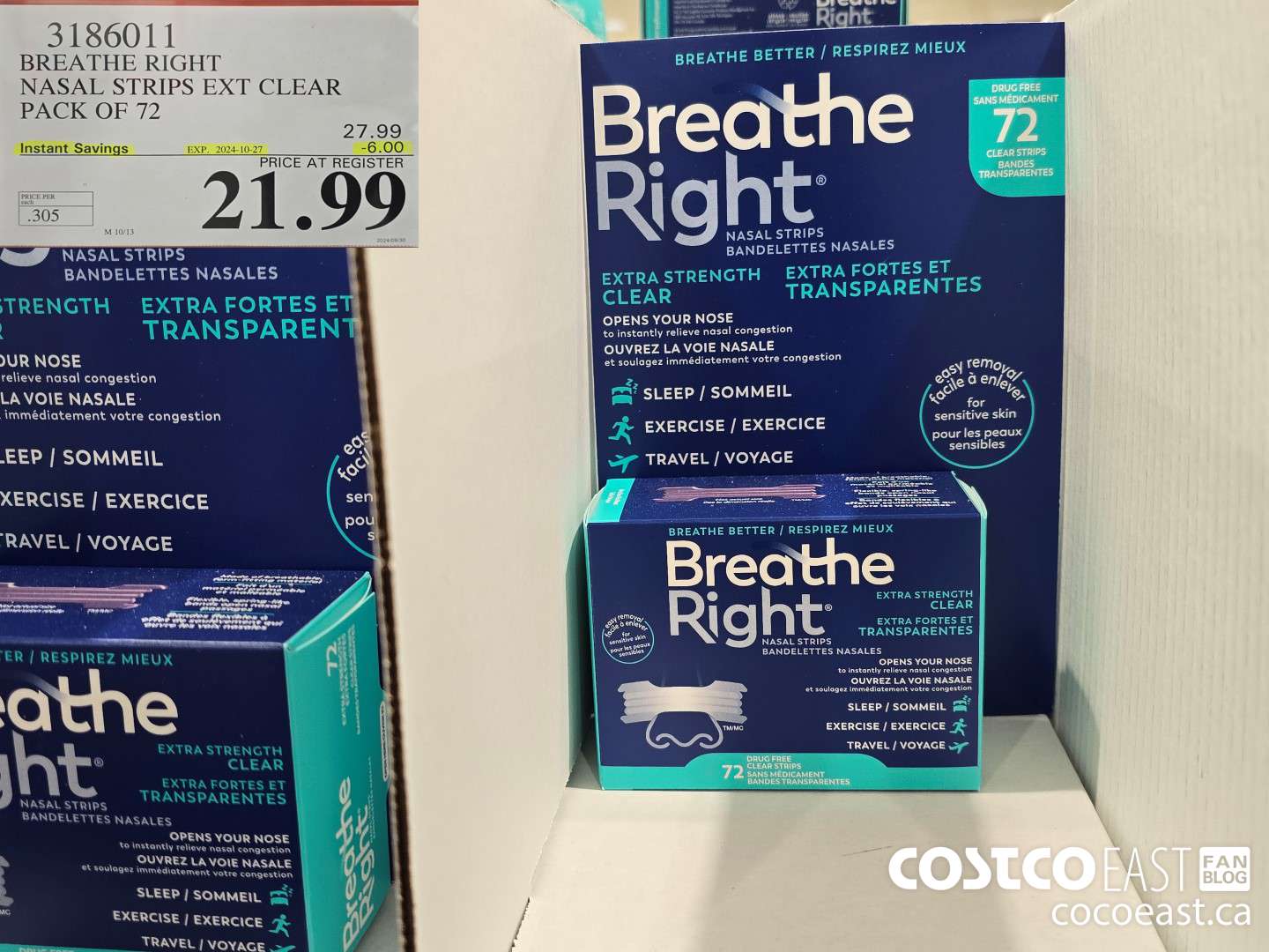 3186011 BREATHE RIGHT NASAL STRIPS EXT CLEAR PACK OF 72 ($6.00 INSTANT SAVINGS EXPIRES ON 2024-10-27) $21.99