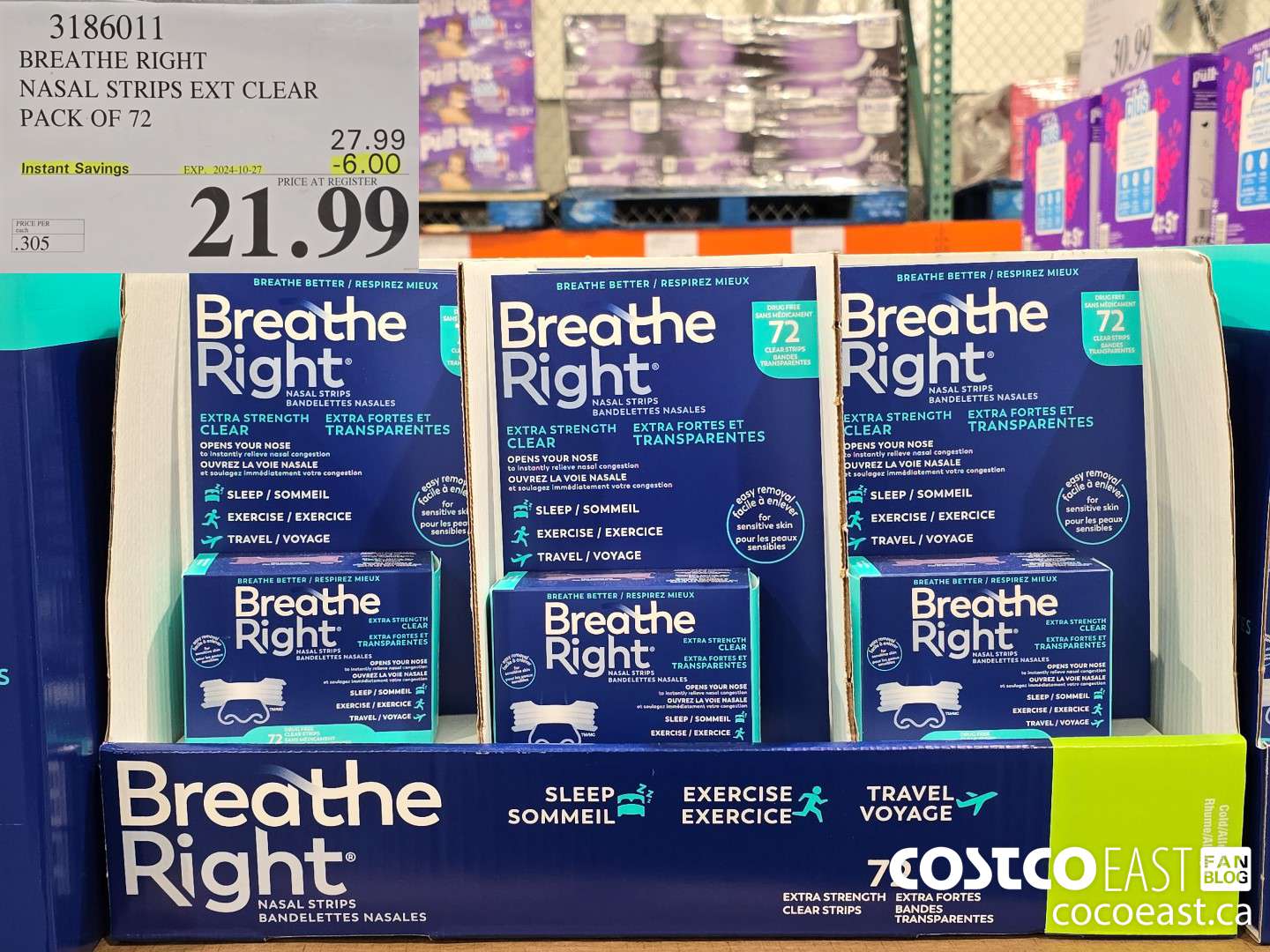 3186011 BREATHE RIGHT NASAL STRIPS EXT CLEAR PACK OF 72 ($6.00 INSTANT SAVINGS EXPIRES ON 2024-10-27) $21.99