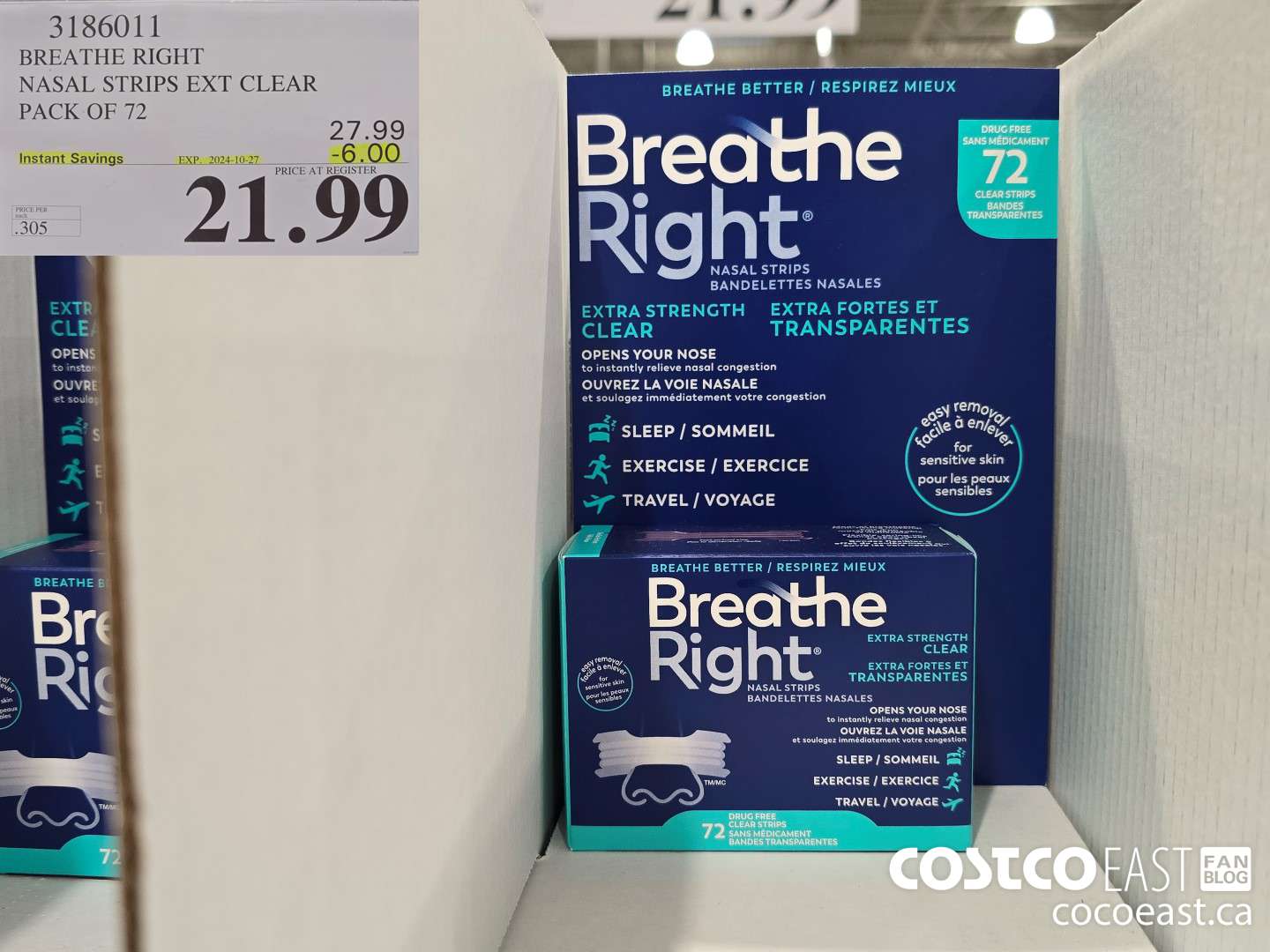 3186011 BREATHE RIGHT NASAL STRIPS EXT CLEAR PACK OF 72 ($6.00 INSTANT SAVINGS EXPIRES ON 2024-10-27) $21.99