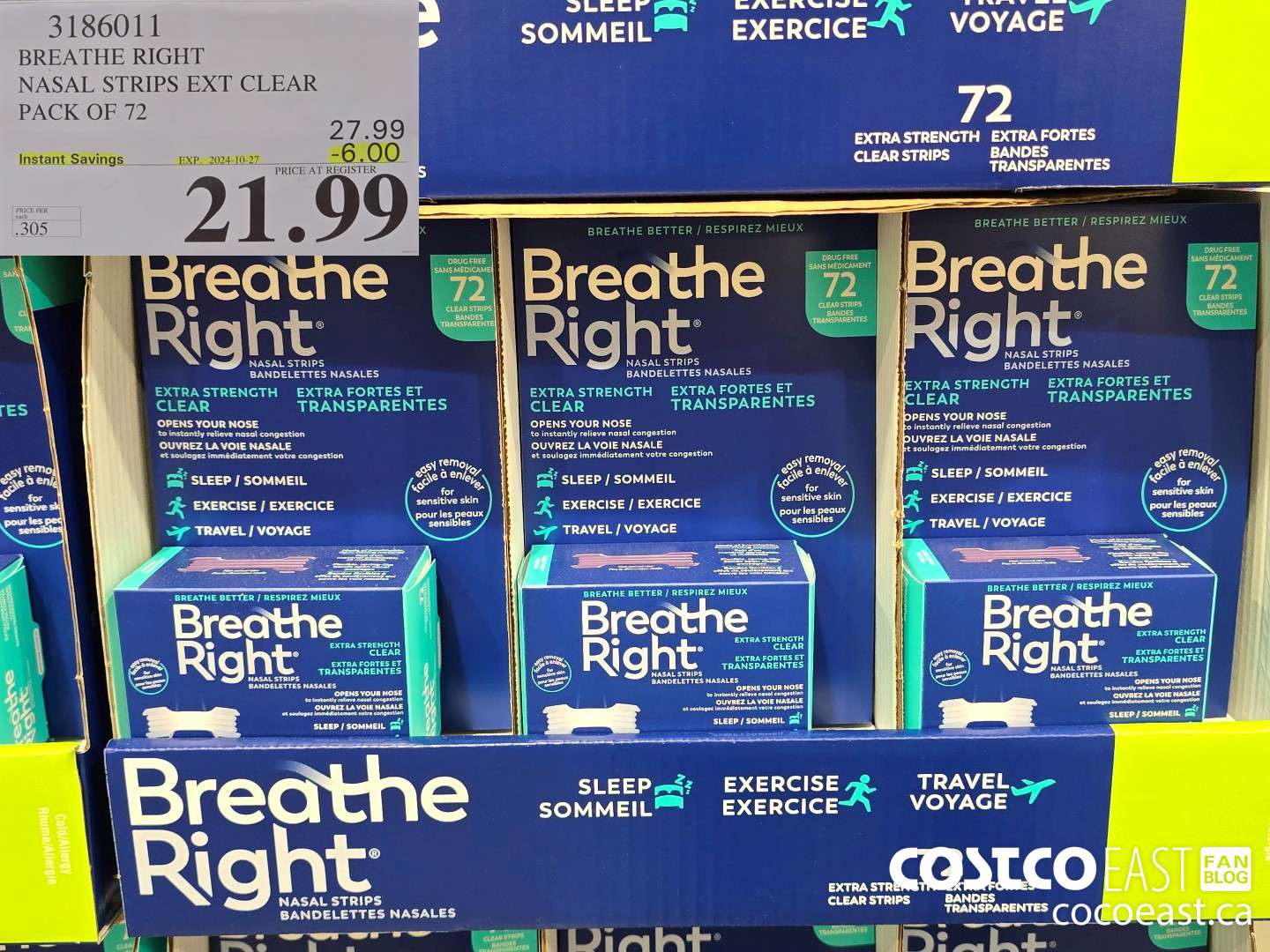 3186011 BREATHE RIGHT NASAL STRIPS EXT CLEAR PACK OF 72 ($6.00 INSTANT SAVINGS EXPIRES ON 2024-10-27) $21.99