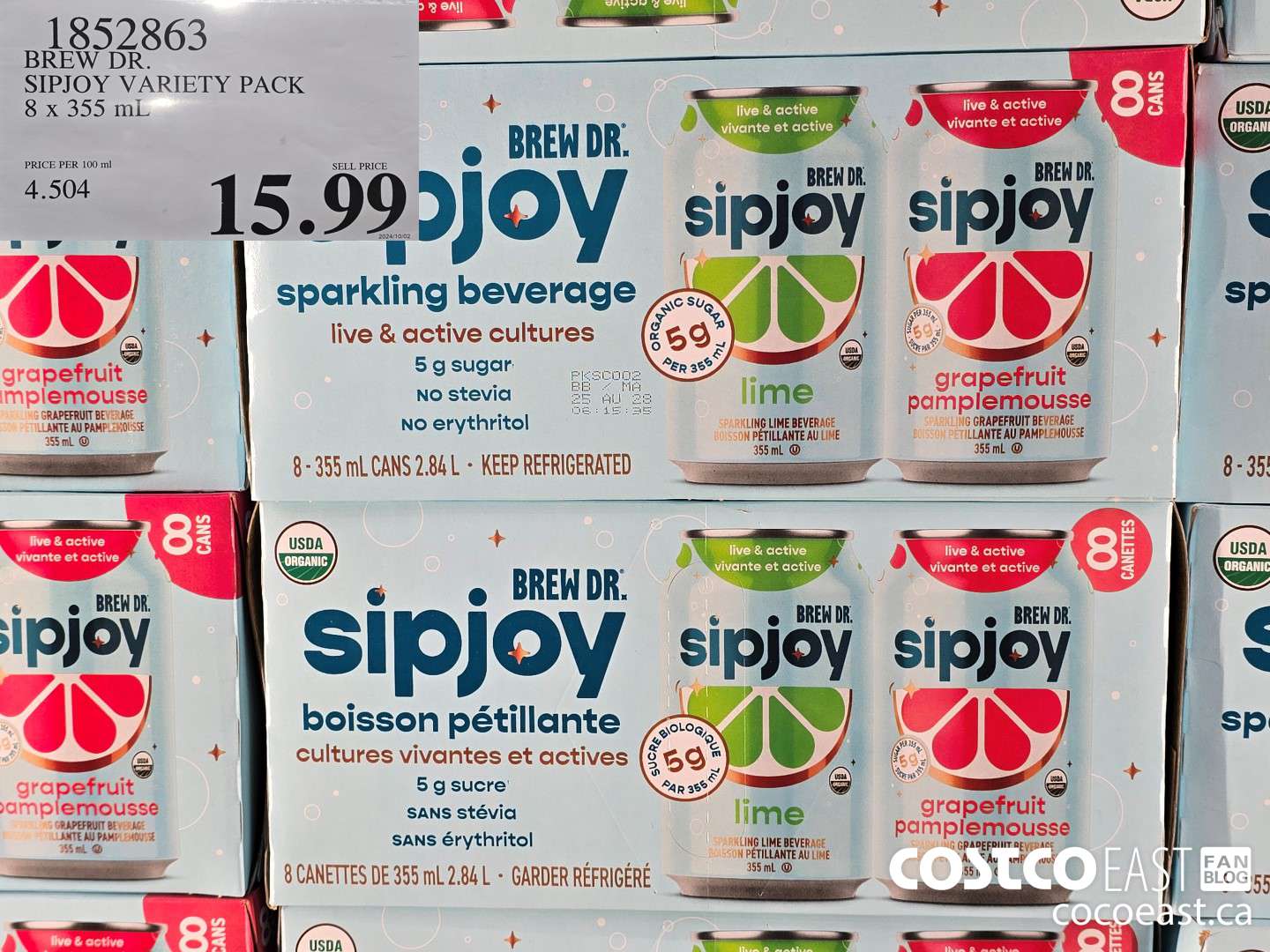 1852863 BREW DR. SIPJOY VARIETY PACK 8 x 355 mL $15.99