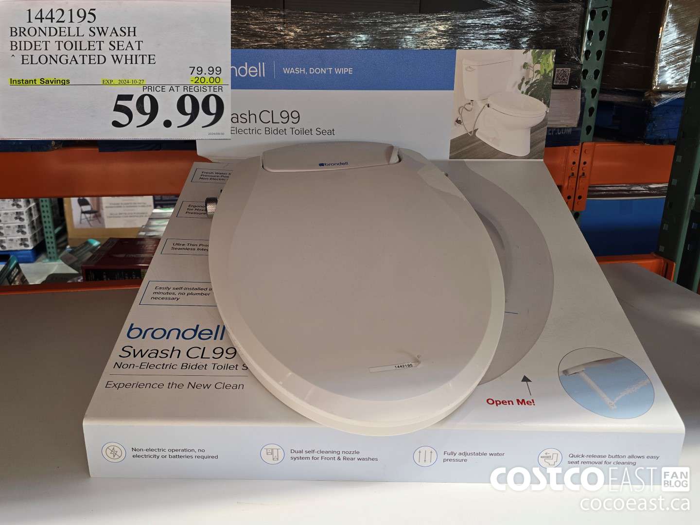 1442195 BRONDELL SWASH BIDET TOILET SEAT ELONGATED WHITE ($20.00 INSTANT SAVINGS EXPIRES ON 2024-10-27) $59.99
