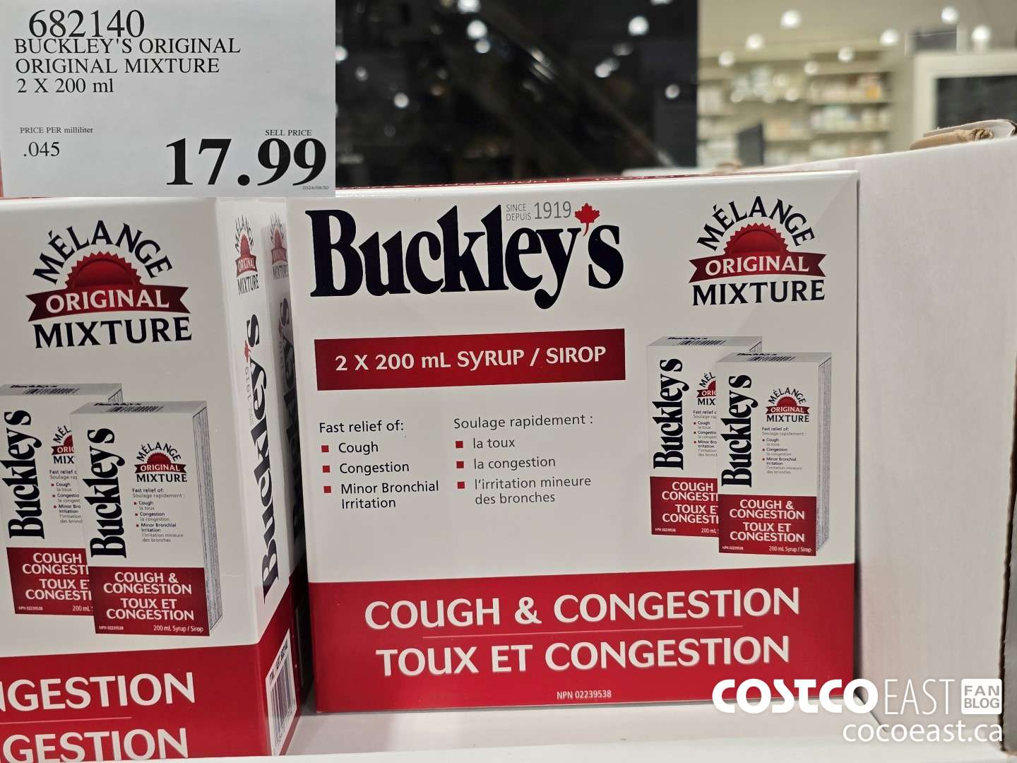682140 BUCKLEY'S ORIGINAL ORIGINAL MIXTURE 2 X 200 ml $17.99